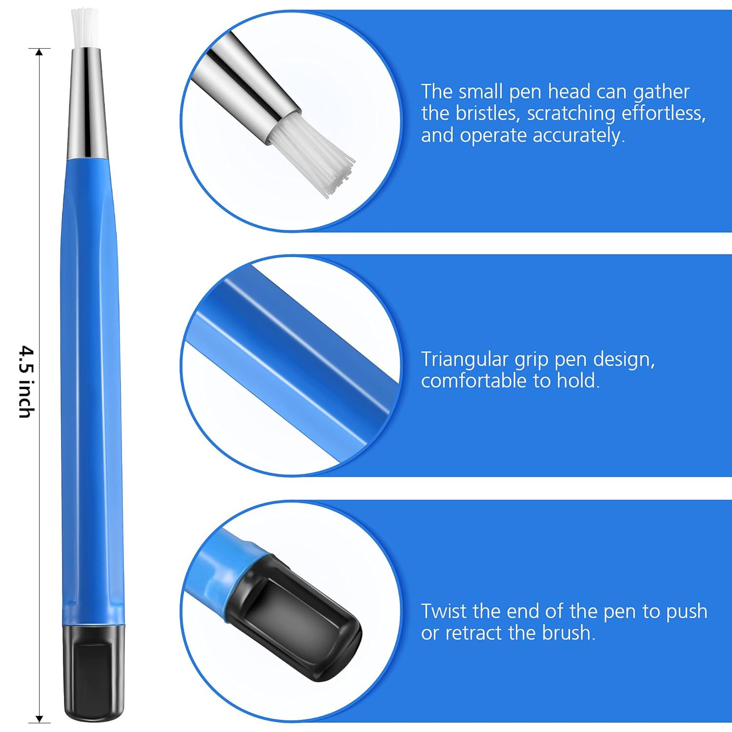 8 Pieces Scratch Brush Pen Set, Pen Style Prep Sanding Brush with Steel, Brass,