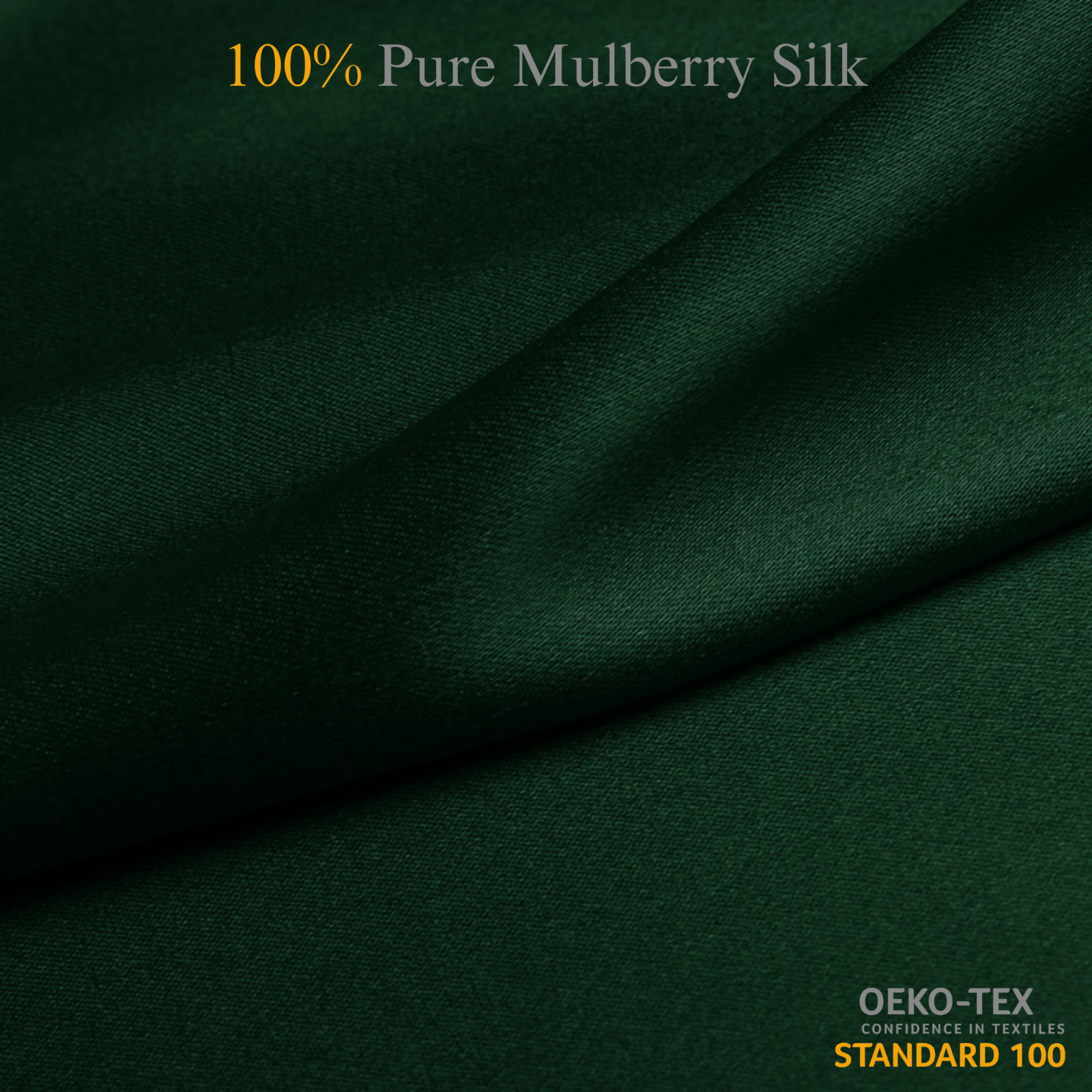Hunter Green 100% Pure Mulberry Silk Fabric by the Yard