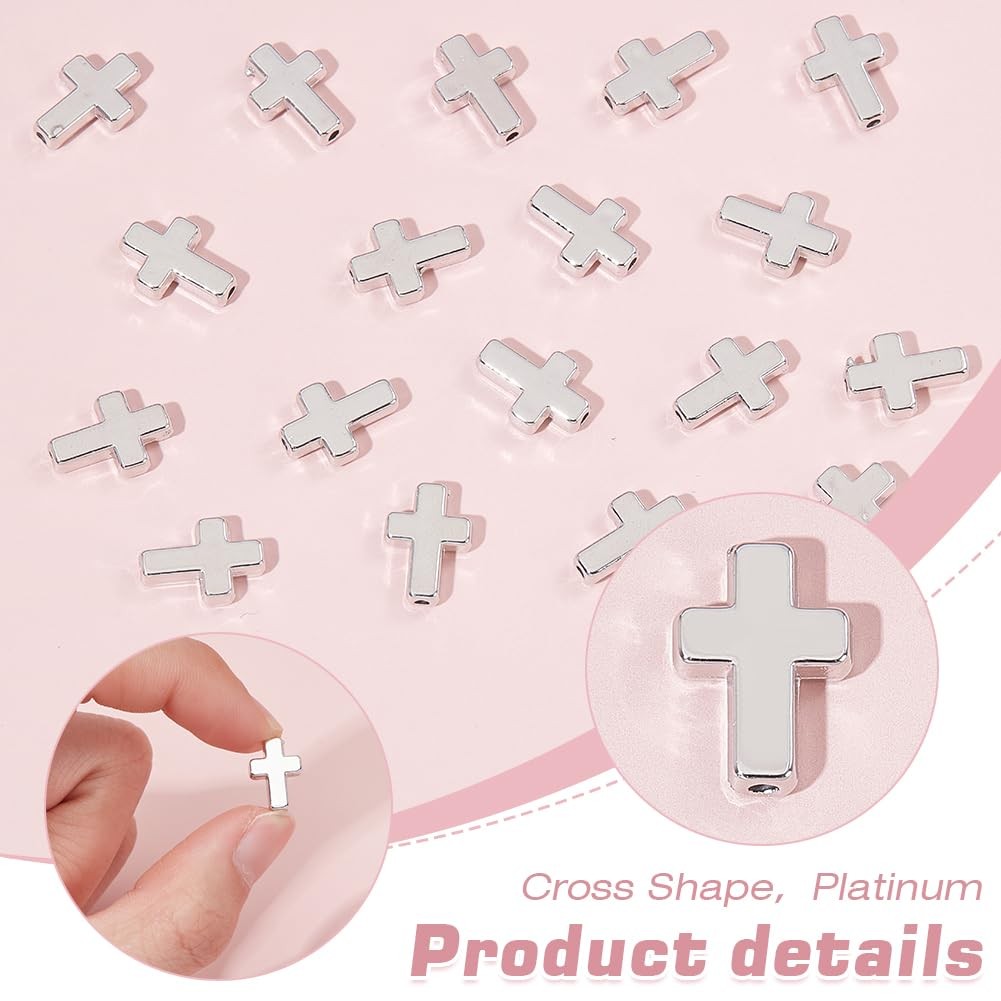 CRAFTYMELODY 440Pcs Crucifix Cross Spacer Beads, Cross Beads Bulk Plastic Cro…