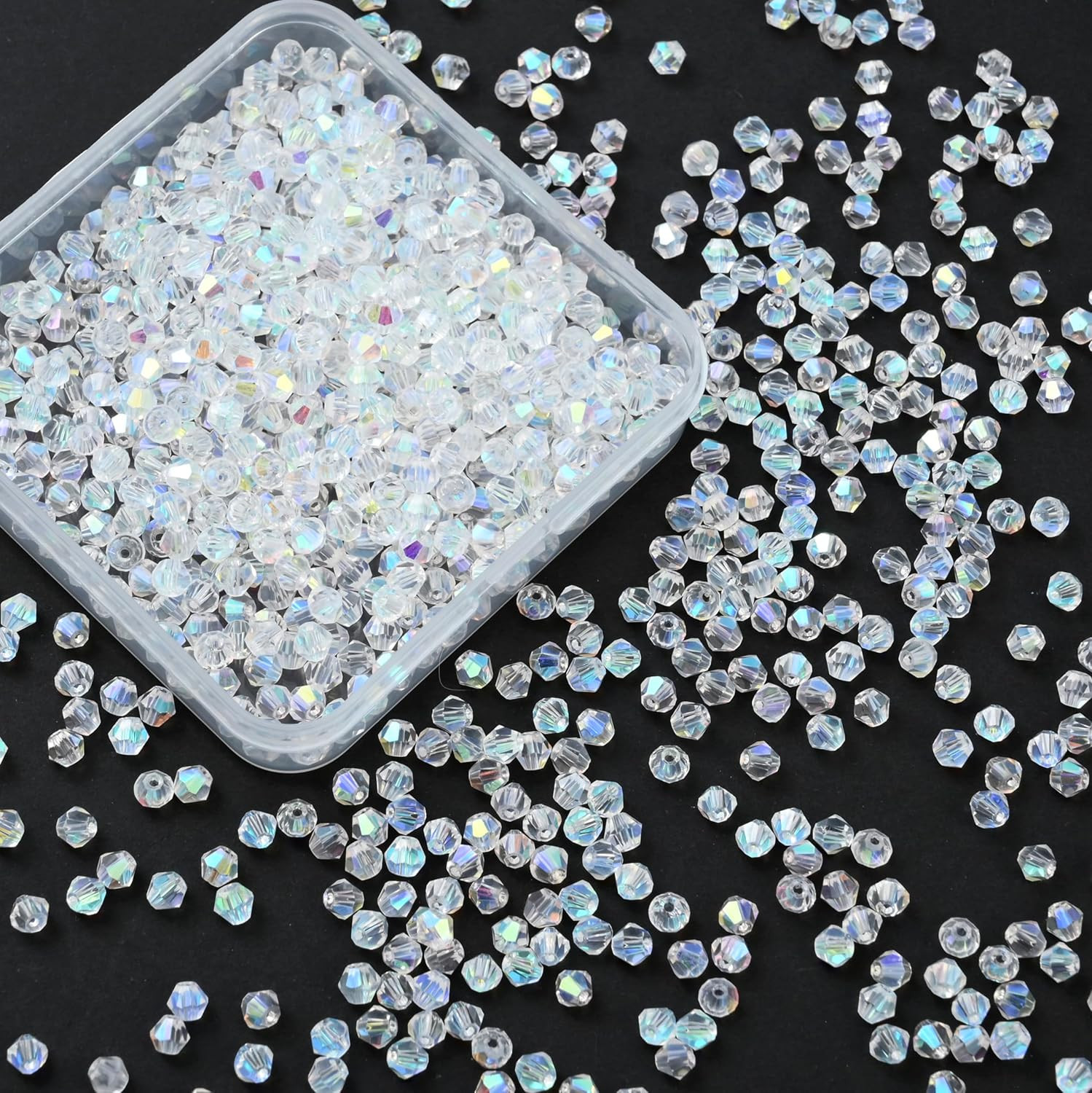 1000pcs 4 mm Bicone Crystal Beads Faceted Crystal Glass Beads Bulk for Jewelry