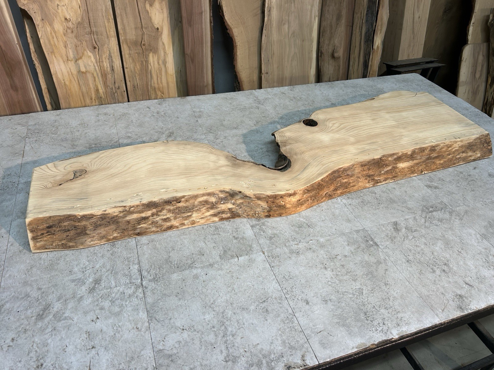 Gnarly Live Edge Pine Wood Slab/ Rustic Shelf or Mantle/Dried Wormy Pine Wood