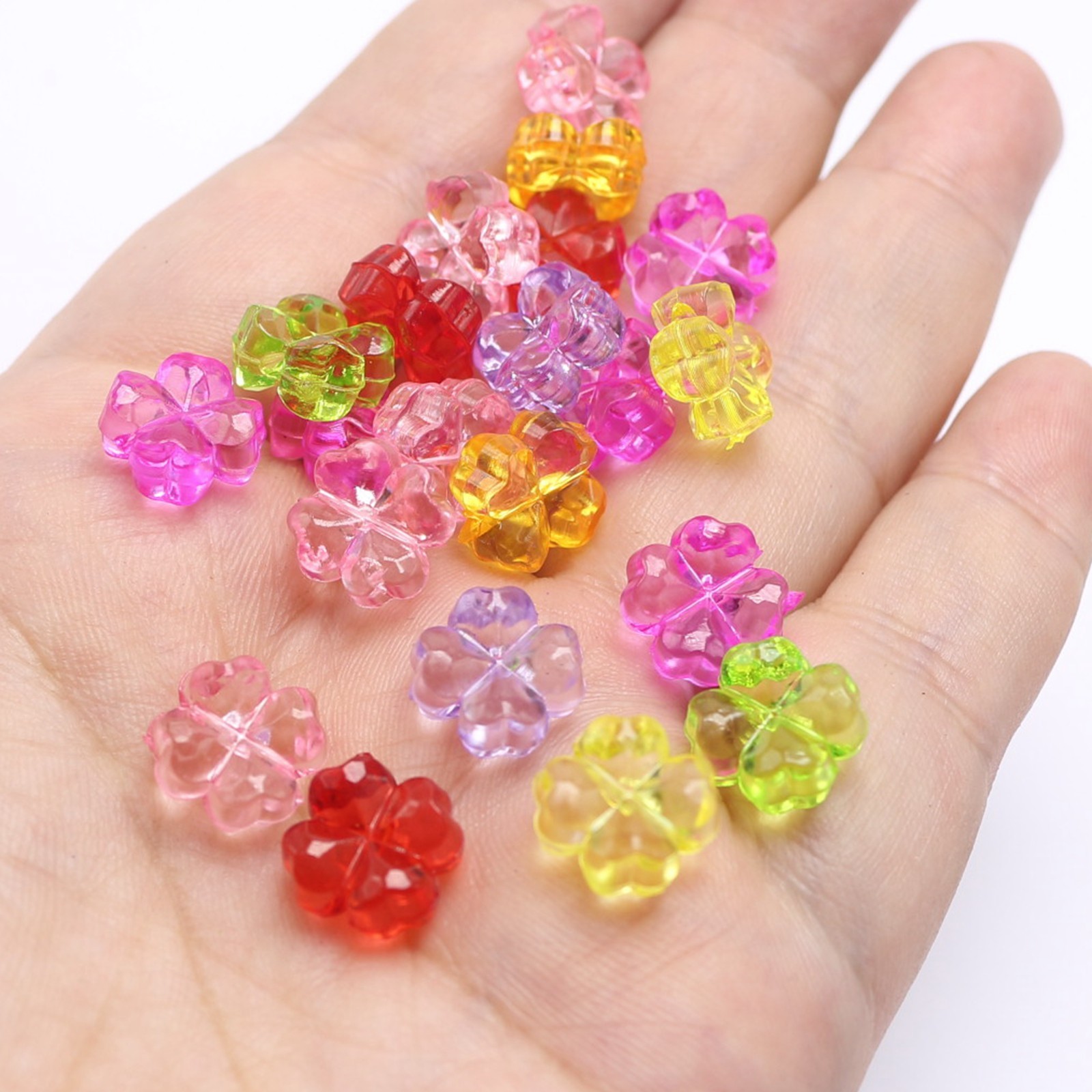 Craft DIY Mixed Colour Transparent Acrylic Charm Beads Various Rose Flower Shape