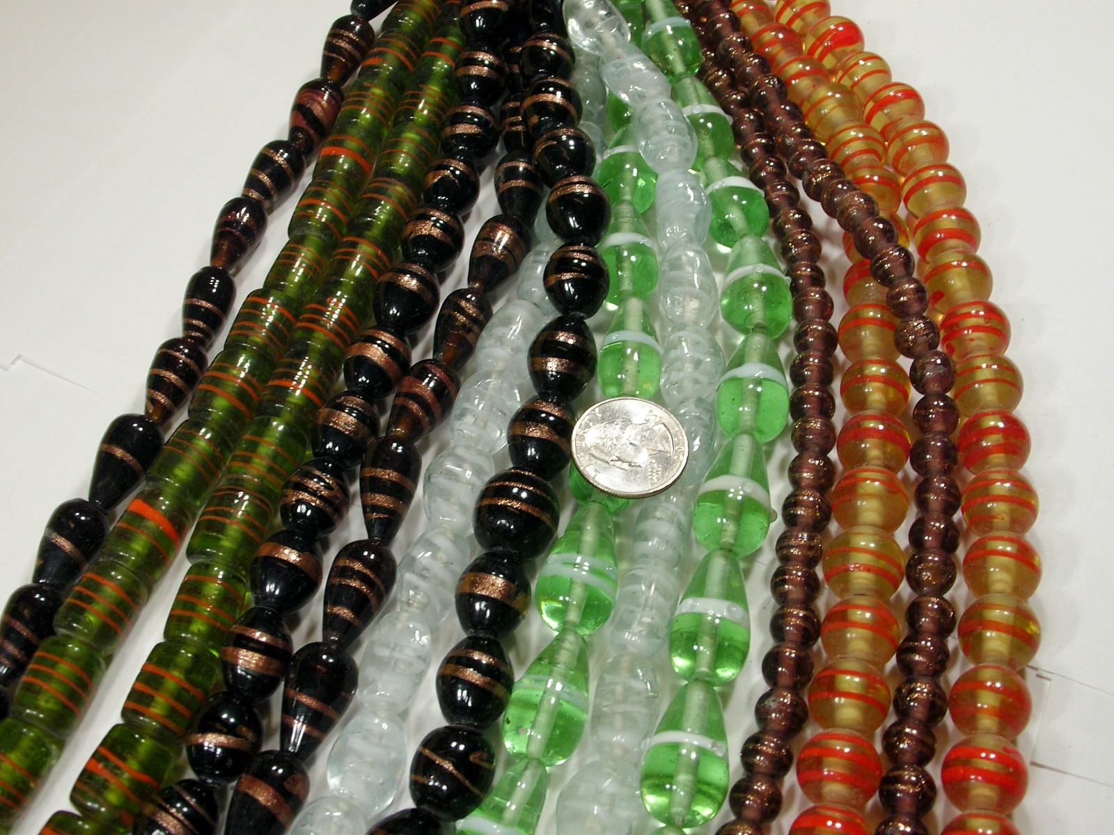 14 Strands (15″) Assorted Closeout India Handmade Glass Beads Lot (MQD-2)⭐