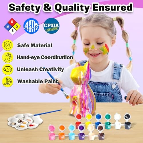 Paint Your Own Lamp Kit – Arts and Crafts Supplies, Toys for Ages 8-13, Cat