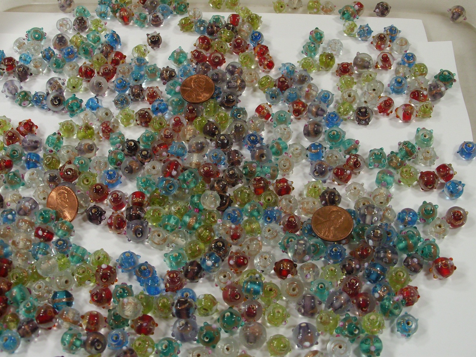 2 Pounds Assorted Colors India Handmade Intricate Design Glass Beads Lot (A-8) ⭐