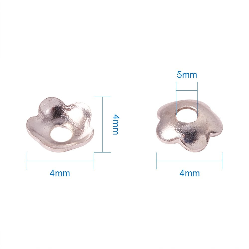 PH Pandahall 650pcs Silver Flower Bead Caps Metal Spacer Beads