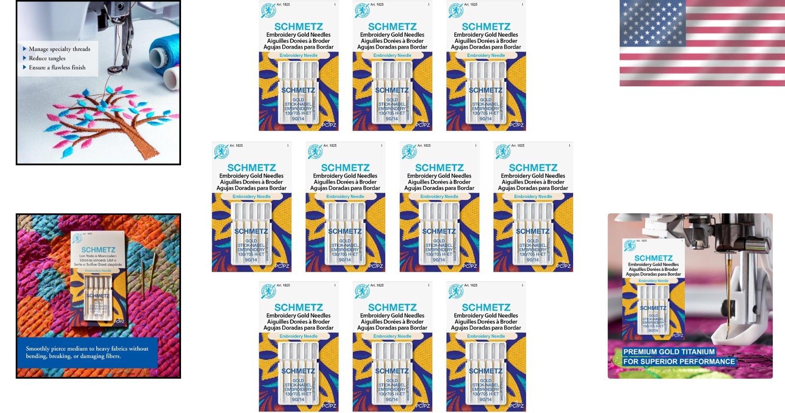 Gold Embroidery Needles – Smooth Stitching, Size 90/14