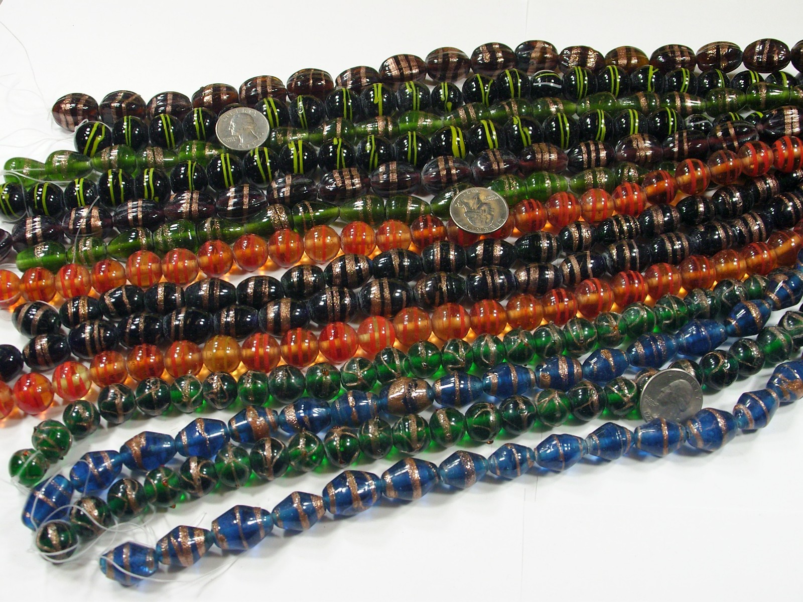 14 Strands (15″) Assorted Closeout India Handmade Glass Beads Lot (MQD-3)⭐