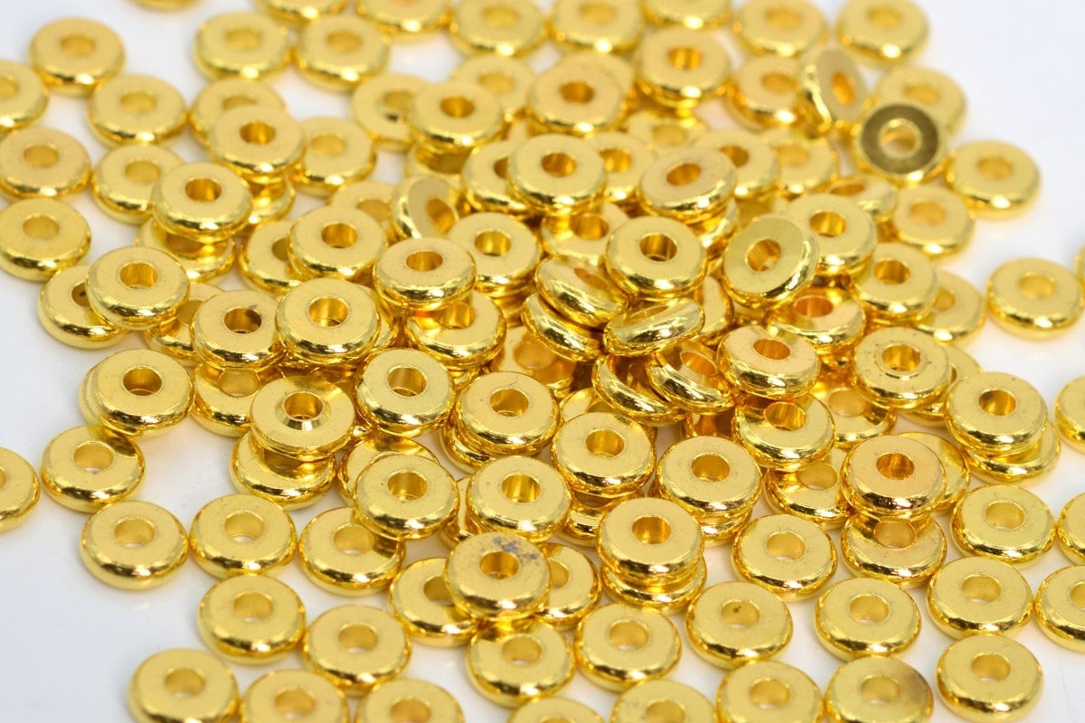 30 Pcs 4x2MM Gold Tone Rondelle Spacer Beads