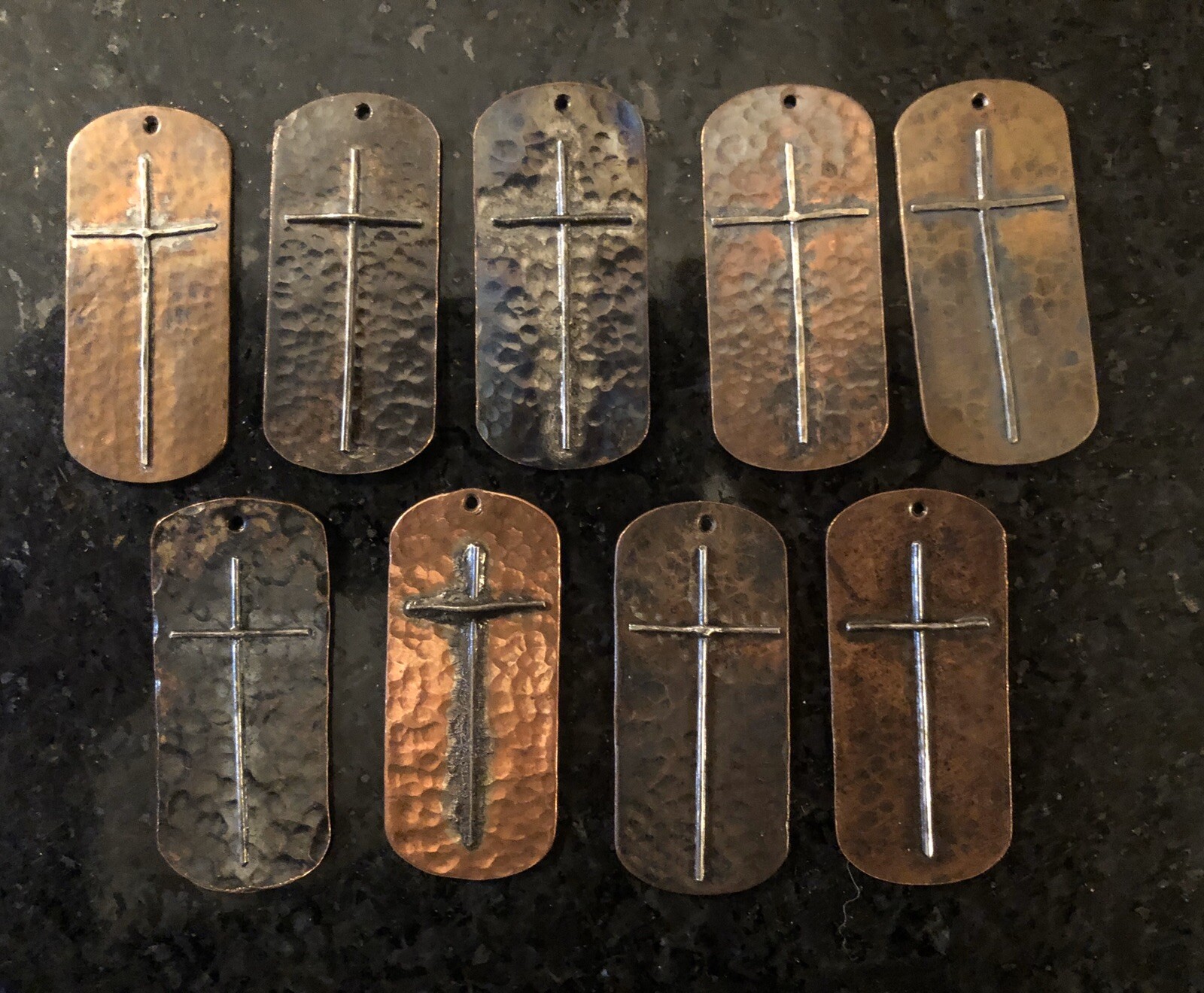 Hand Made Copper & Sterling Silver Dog Tag Style Pendant 1 Each, Color Varies