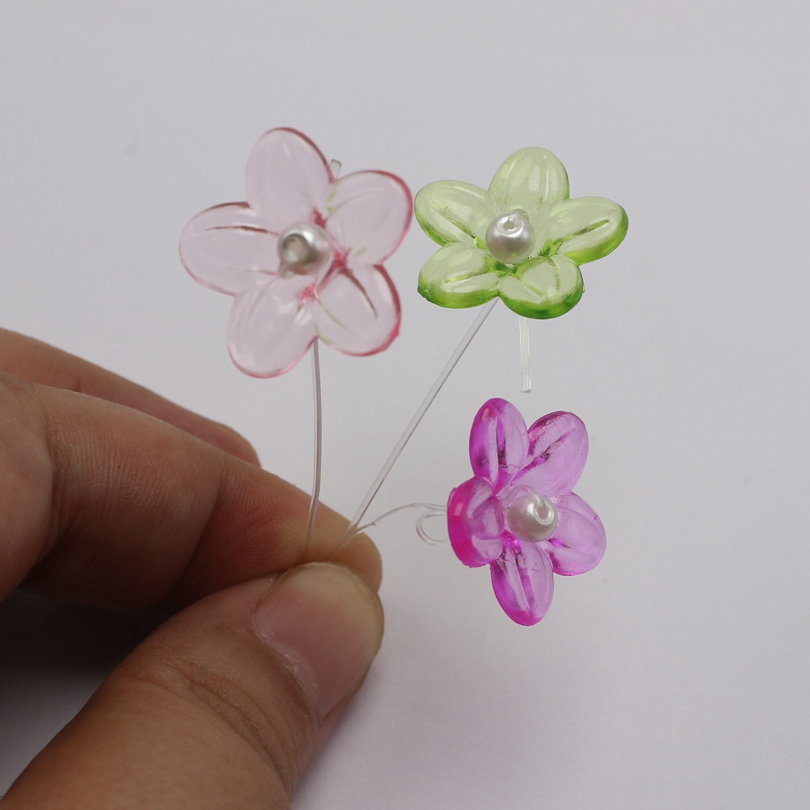 Craft DIY Mixed Colour Transparent Acrylic Charm Beads Various Rose Flower Shape