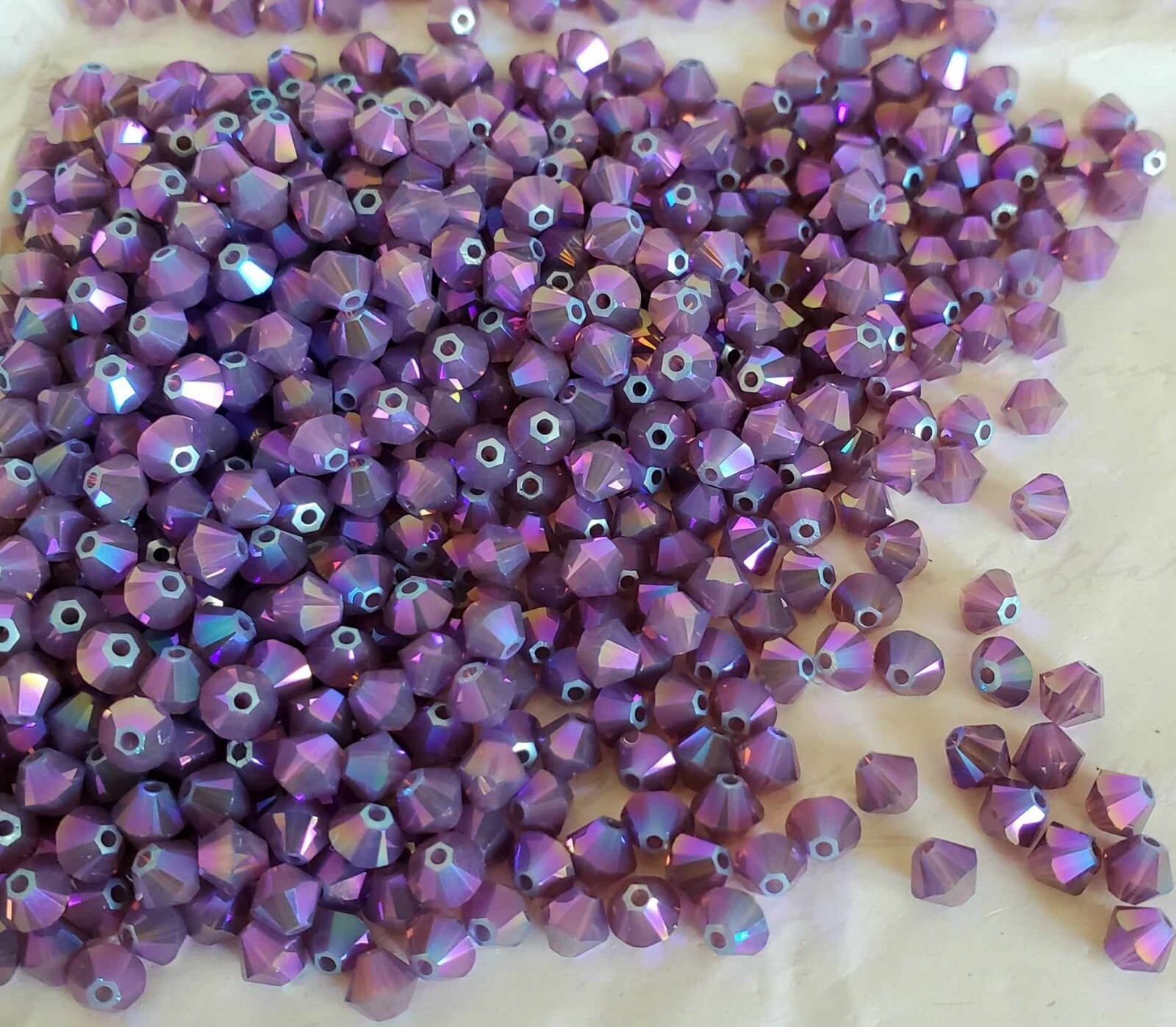 Swarovski 5328 4mm bicone beads, Cyclamen Opal Shimmer 2X (24pcs)