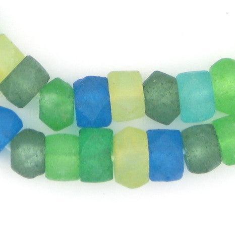 Seaside Medley Faceted Recycled Java Sea Glass Beads 11mm Indonesia Multicolor