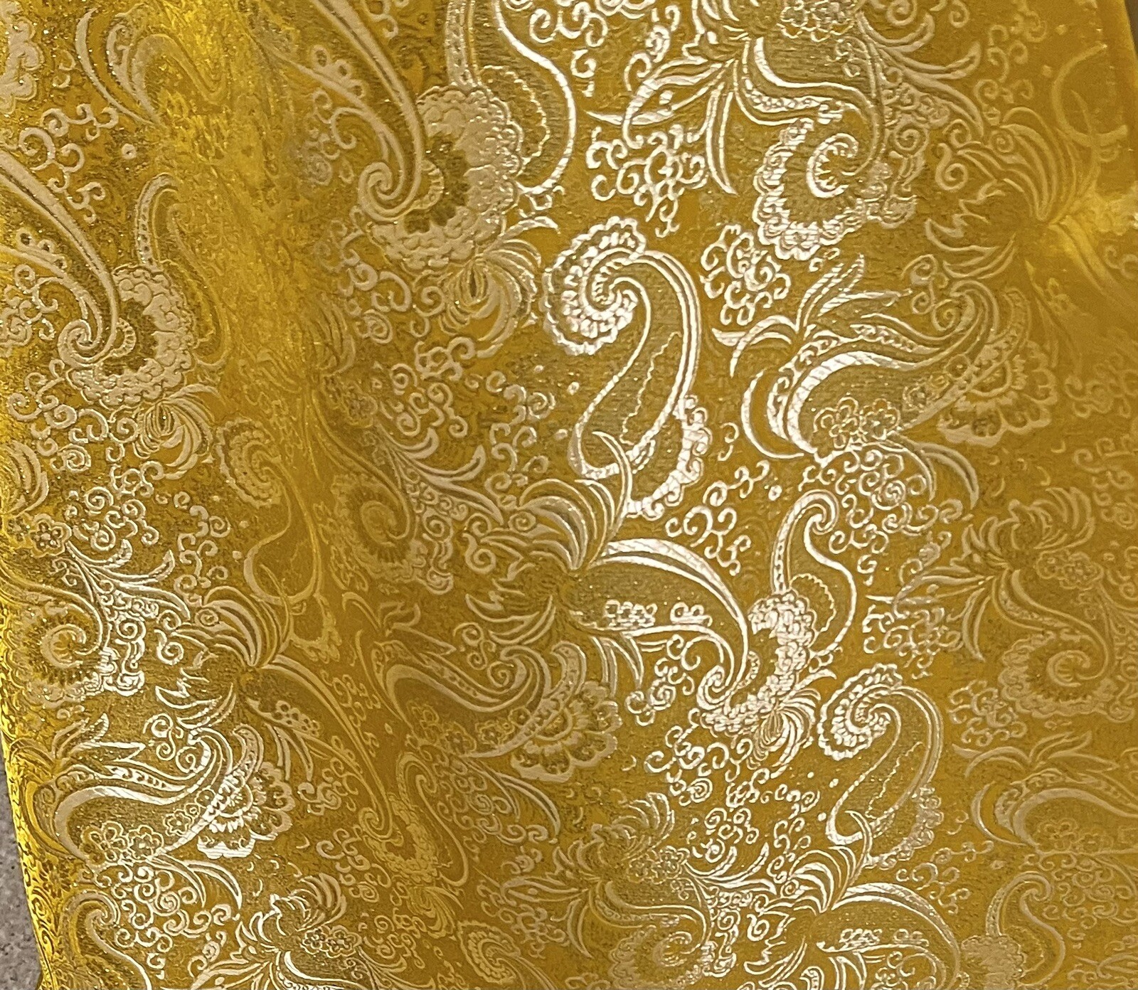 Yellow Gold Paisley Metallic Brocade Fabric 60” Width Sold By The Yard