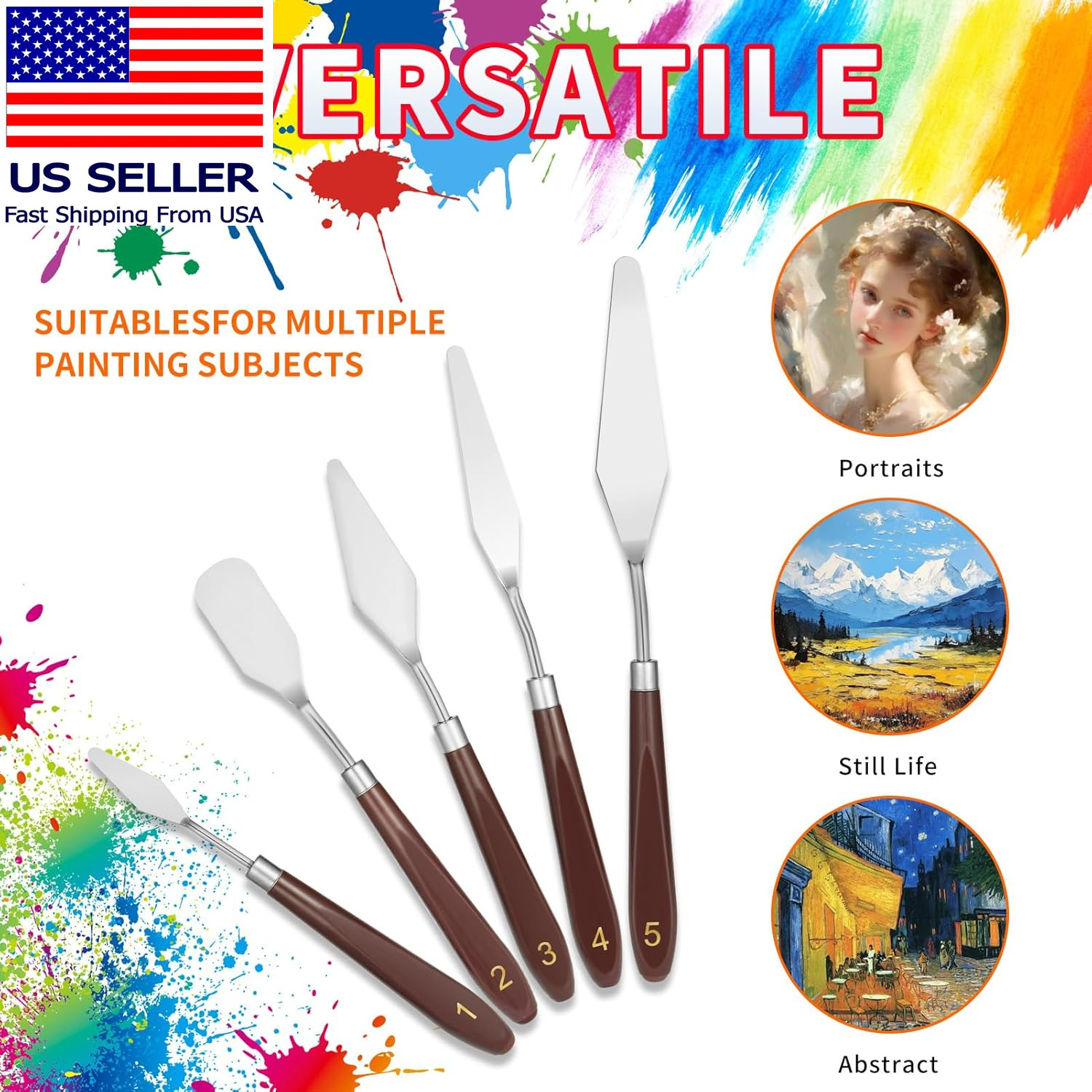 5Pcs Palette Knife,Stainless Steel Spatula Palette Knife Set, Pallet Knife,Paint