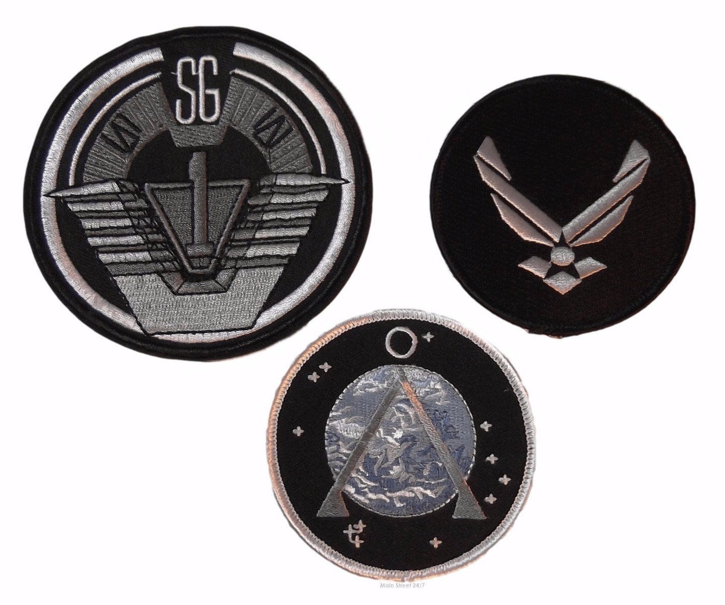 Stargate SG1 Logo, Project Earth & Airforce Wings Embroidered Uniform Patch Set