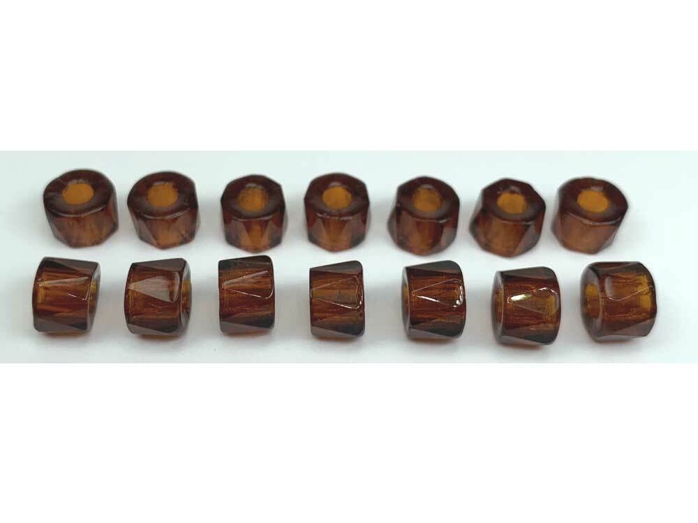 Czech Glass LARGE HOLE Tire Spacer Beads 8x6mm Topaz brown, 40 pieces, P446
