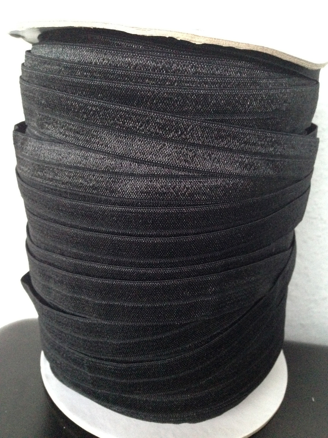 Black FOE Fold Over Elastic trim 5/8″ / 1″ for Hair Ties, Baby Headband