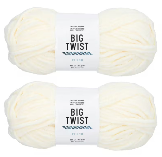 2 Skeins Solid Color Blanket Polyester Yarn, BIG TWIST