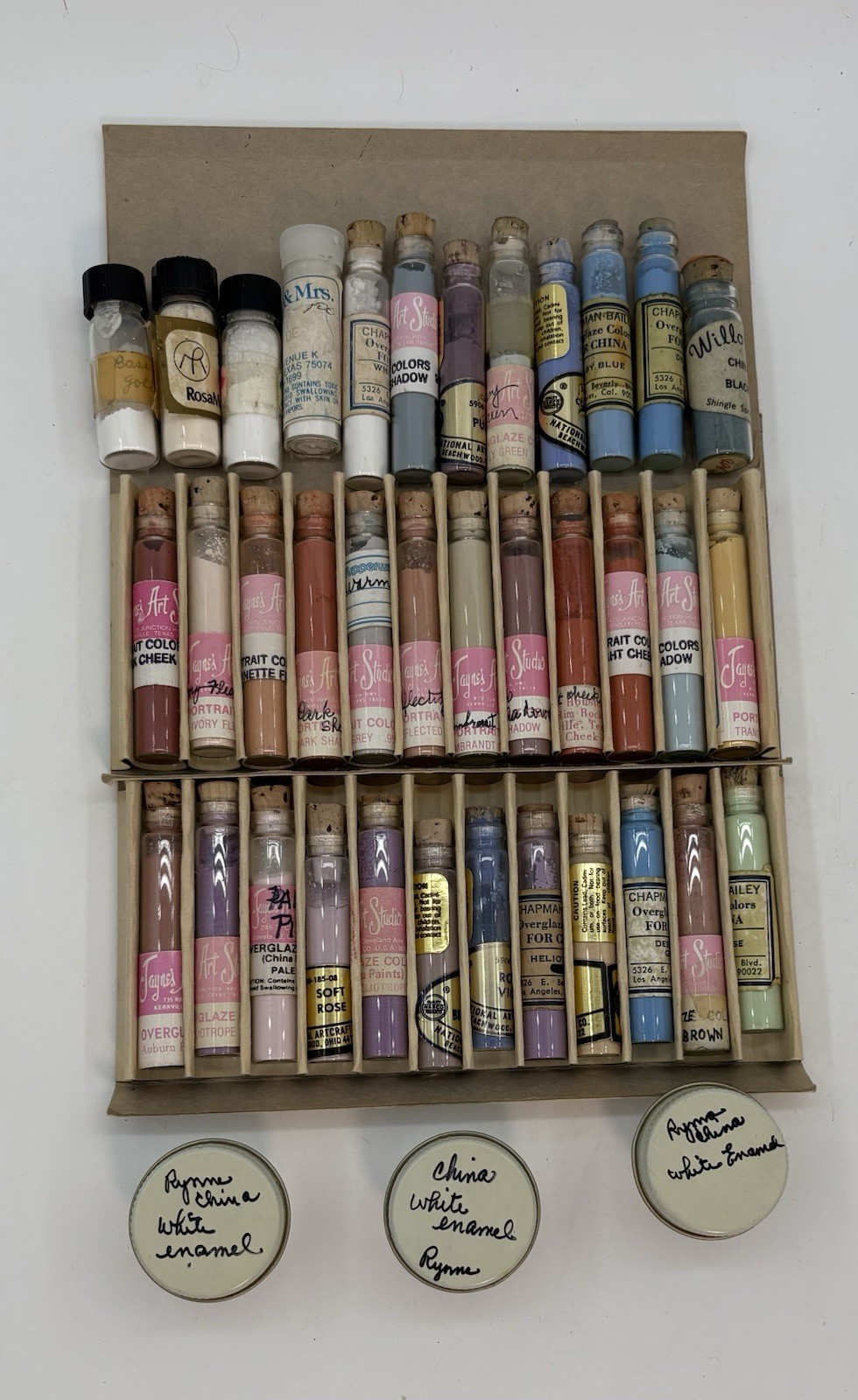 Vtg China Paint Porcelain Dry Mixed Lot Of 36 Jayne Houston Jayne’s Art Studio