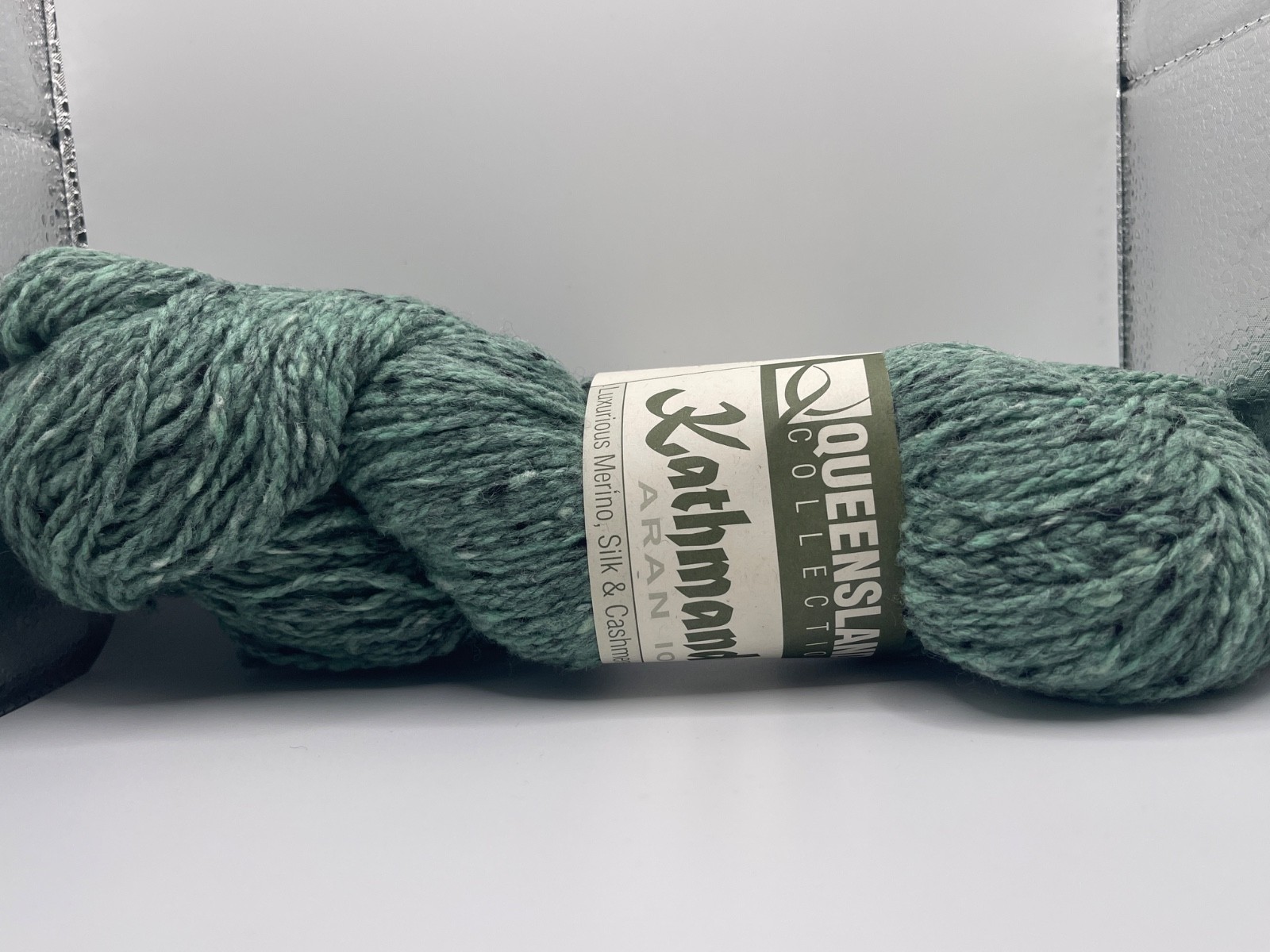 Queensland Kathmandu Aran 100 Merino Silk Cashmere Tweed Yarn #46 Viridian 208yd