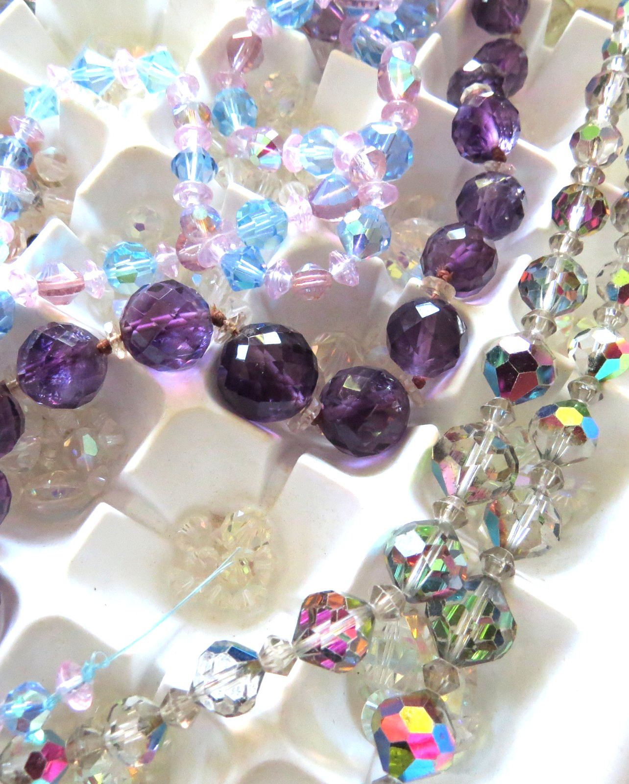 Vintage Glass Crystal Bead Lot Purple Blue Clear AB and some stragglers
