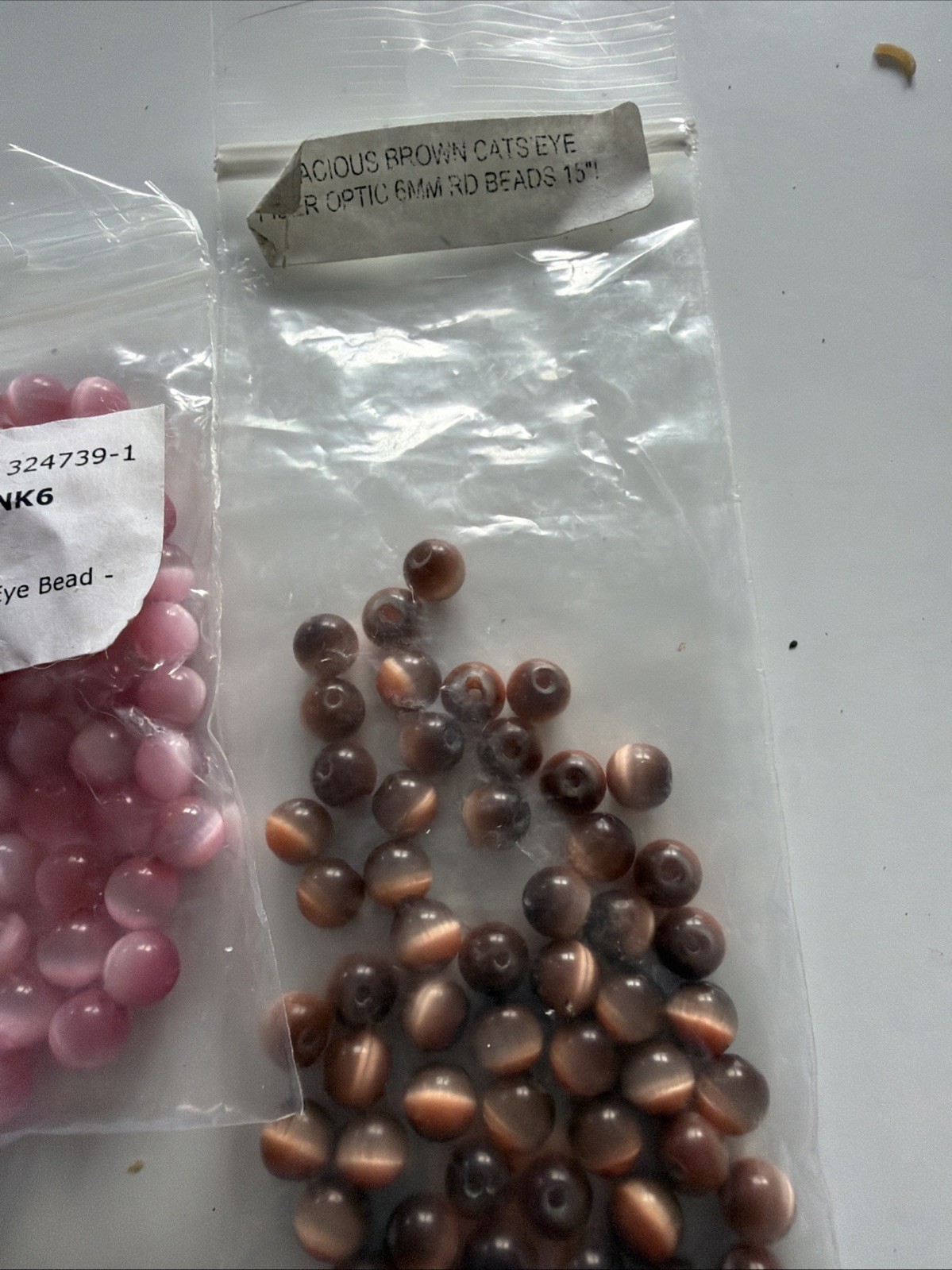 Cat’s Eye Fiber Optic Glass Bead Lot Mixed Round Beads Jewelry Making 5.3 Oz.