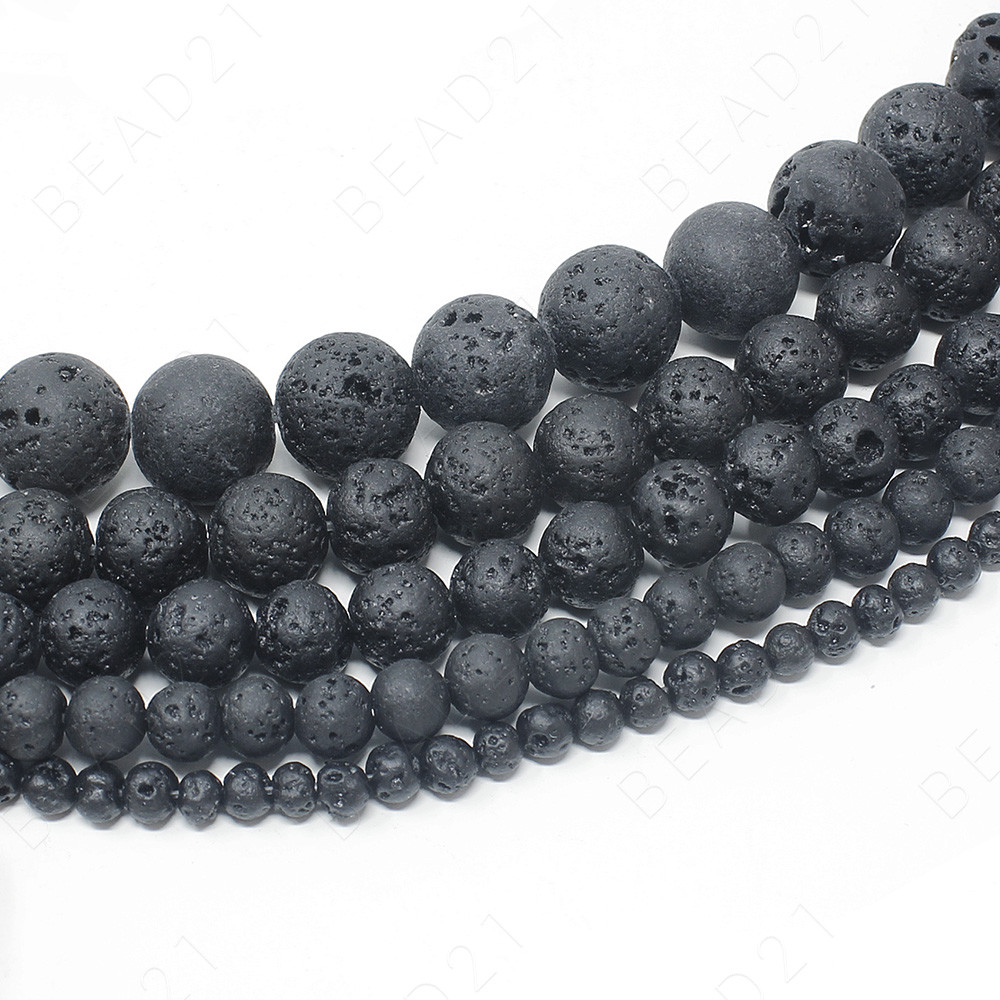 Natural Lava Stone Volcano Beads Round 4mm 6mm 8mm 10mm 12mm 14mm 15.5″ Strand