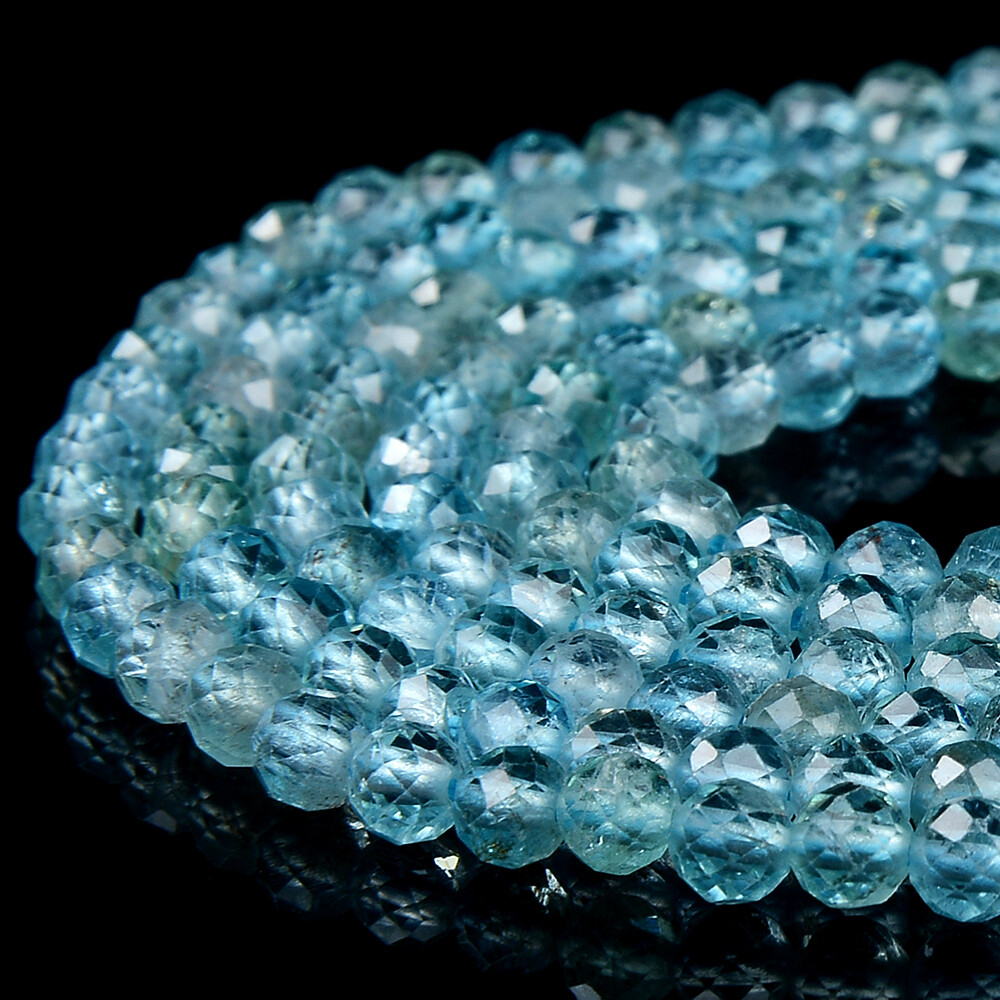 Natural Aqua Blue Apatite Grd AAA Micro Faceted Round 3MM 4MM Beads 15 inch(P82)