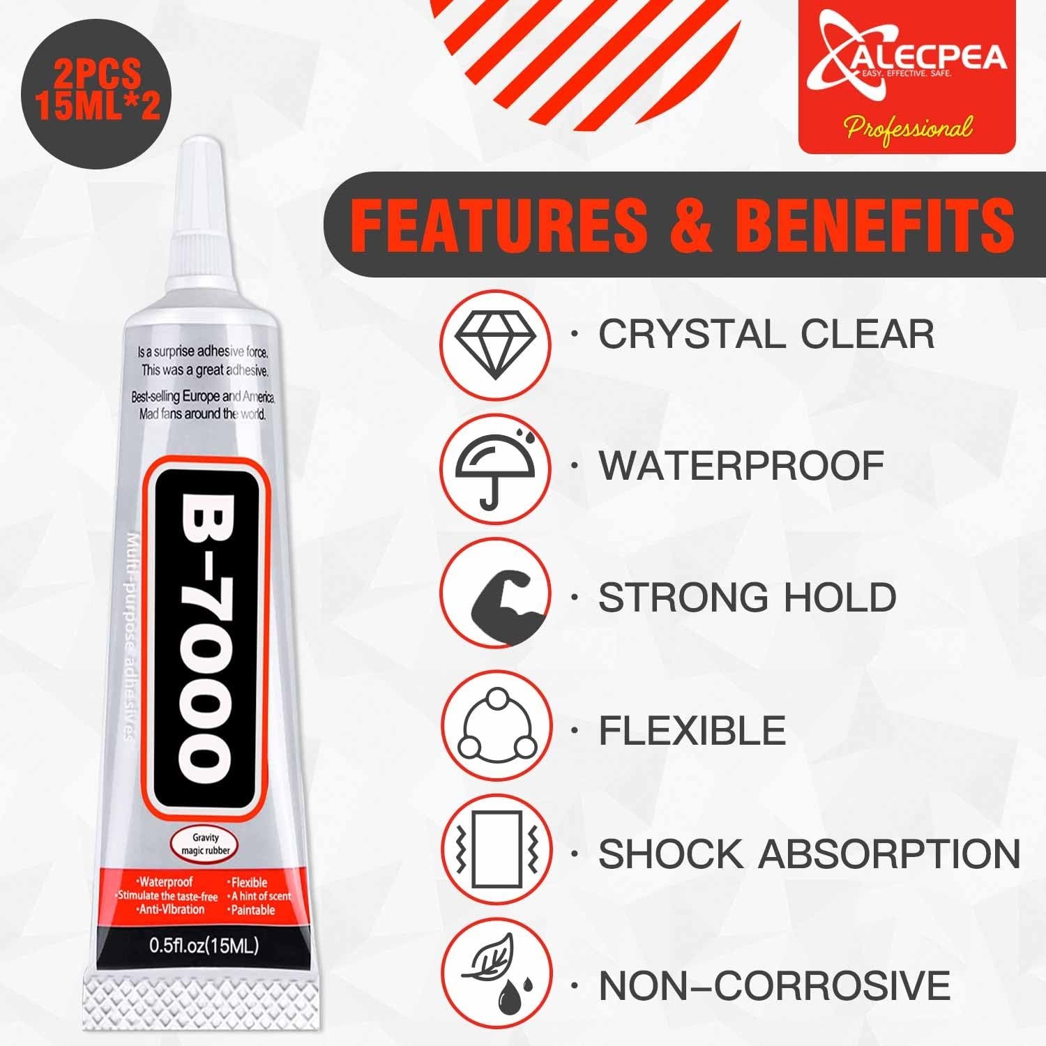 B-7000 Craft Glue for Jewelry Making – 15ml/0.5oz 2 Pack – Multi-Function B-7…