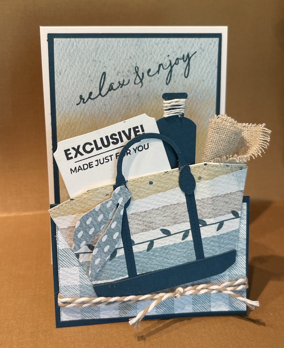 4 Stampin UP! Double Fold Bag Notes Totes Wine Bottle Relax Summer DIY Card Kit