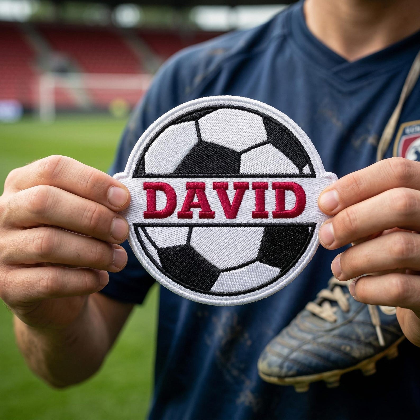 Custom Soccer Ball Name Patch, Personalized Embroidery Badge for Team Bags & Hat