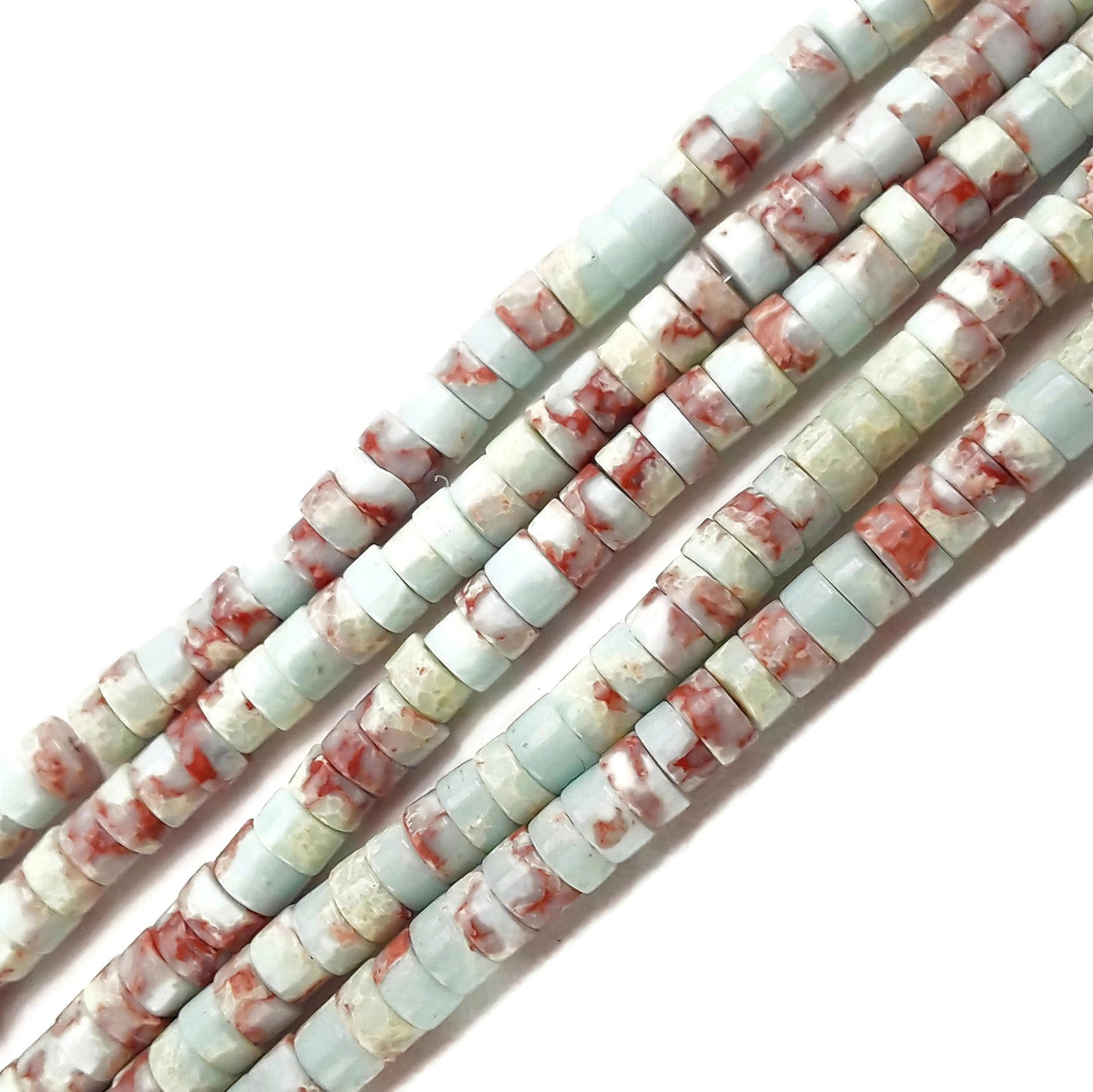 Sea Blue Aqua Terra Jasper Heishi Discs Beads 2x4mm 15.5″ Strand