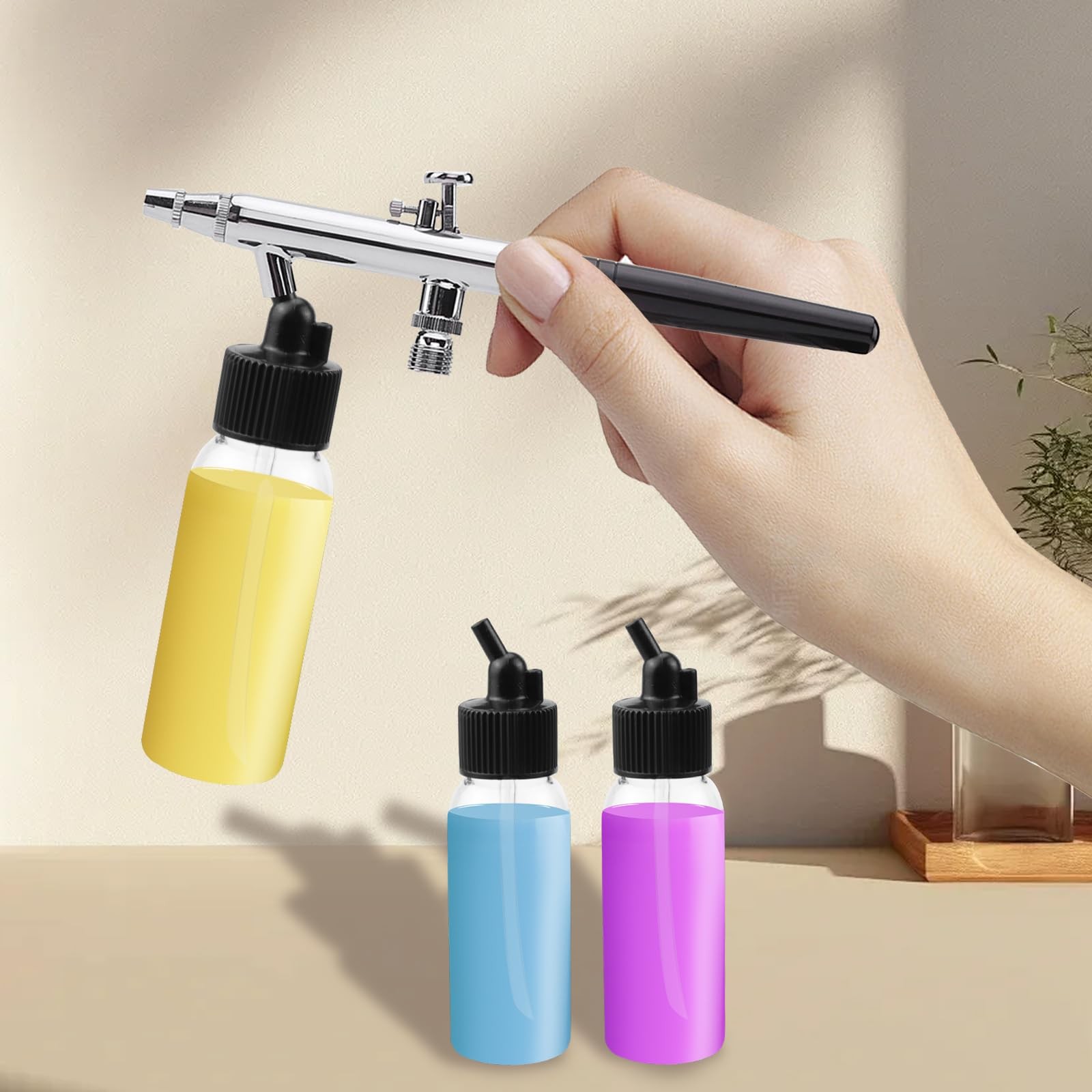 Plastic Jar Bottles 30ml Dual-Action Adapters Airbrush Bottles Pack of 10 wit