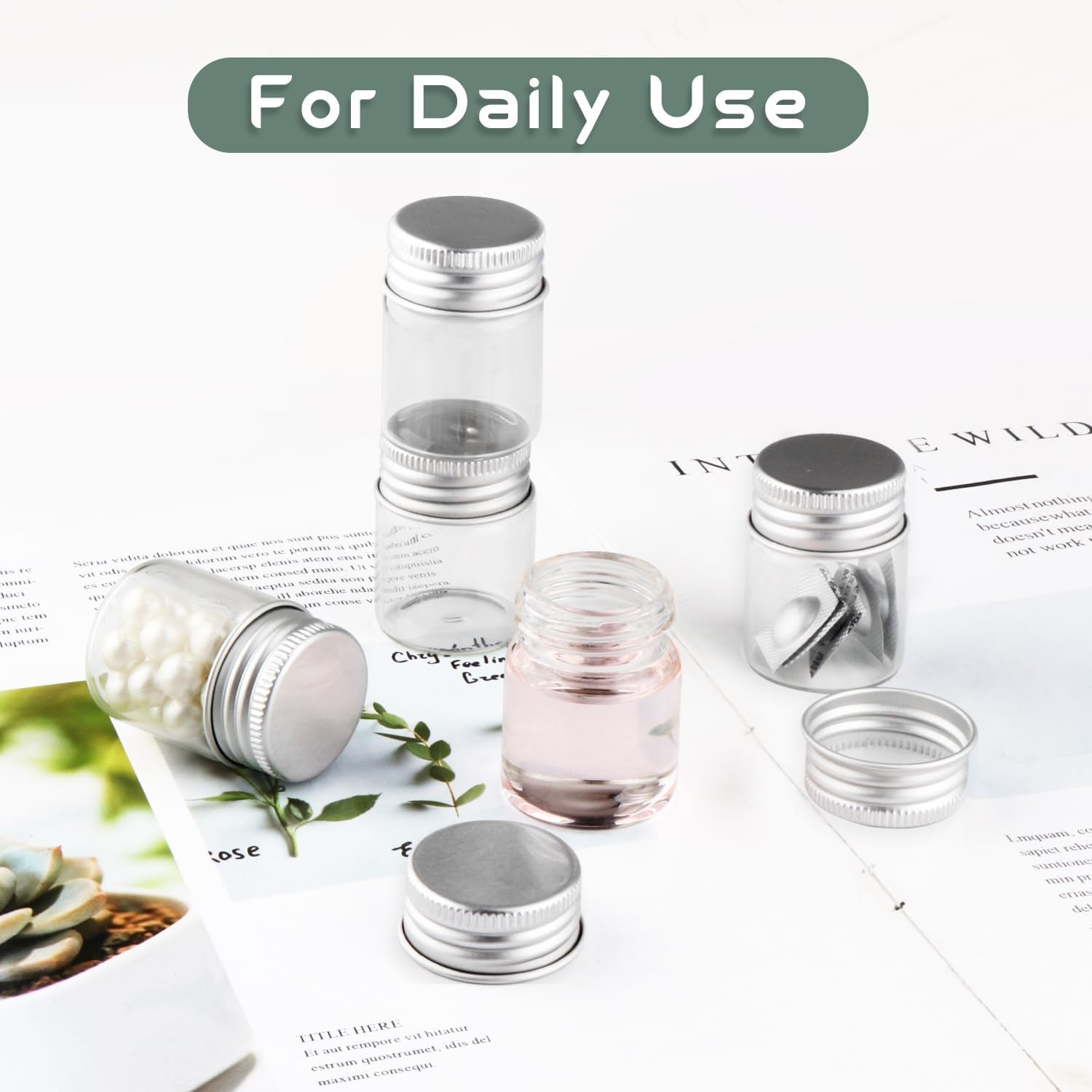 50 Pcs 15Ml/0.5Oz Glass Bottles Empty Clear Glass Jars Tiny Cosmetic Sample