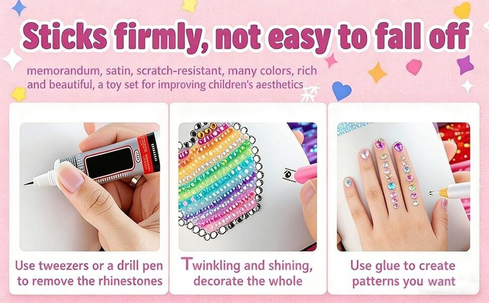Jelly Rhinestones Bedazzling Kit Multicolor 3mm Flatback Resin Bedazzler Gems US
