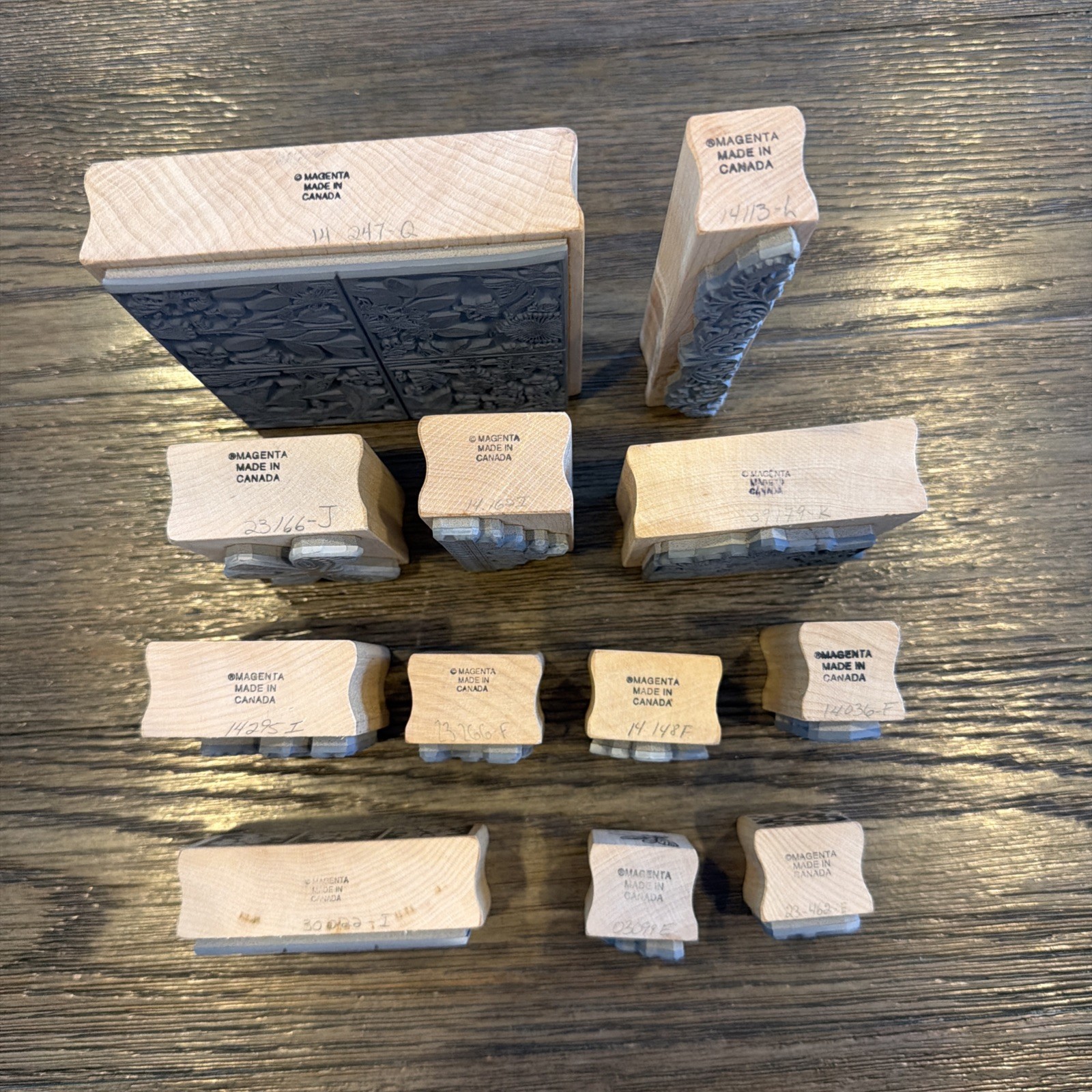 Vintage MAGENTA Rubber Stamp Lot Of 12 Floral Collage Dragonfly Art Craft Stamps