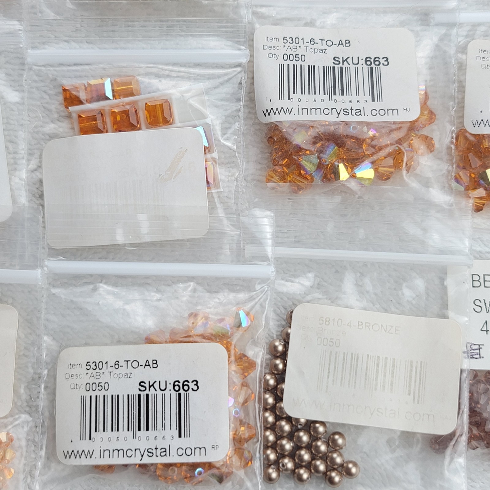 Swarovski Crystal Bead Lot Topaz Copper Bronze Bicone Pearl/Mixed Qty 5301 5810