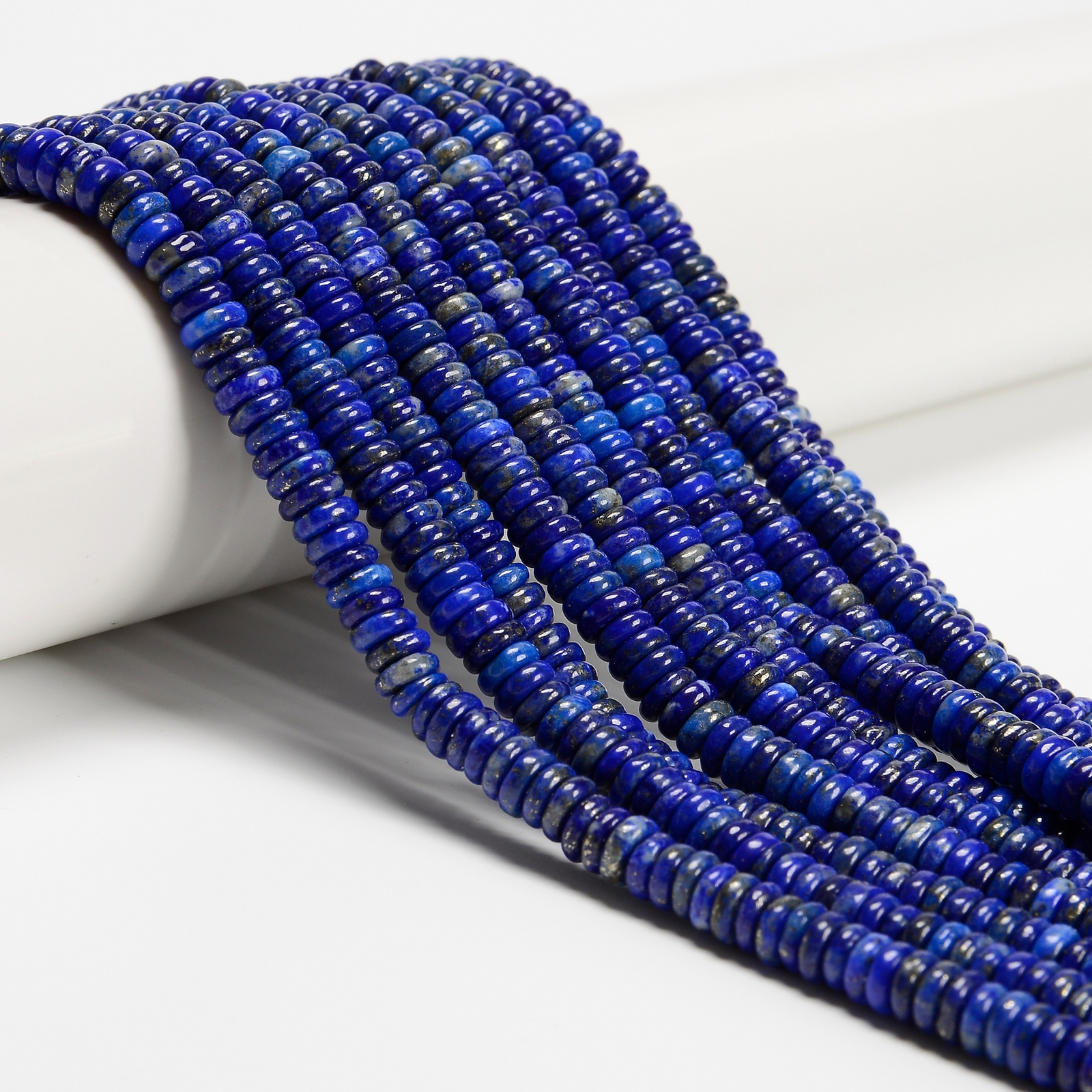 Natural Lapis Smooth Rondelle Beads Size 2x6mm 15.5” Strand