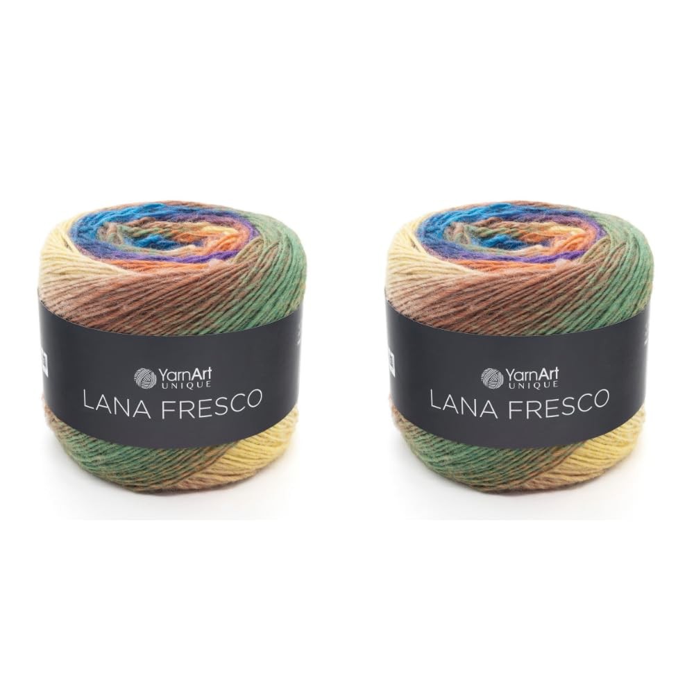 YarnArt Lana Fresco 100% Wool Yarn – Fine/Sport Weight (#2) – 3.52 oz (100g) …