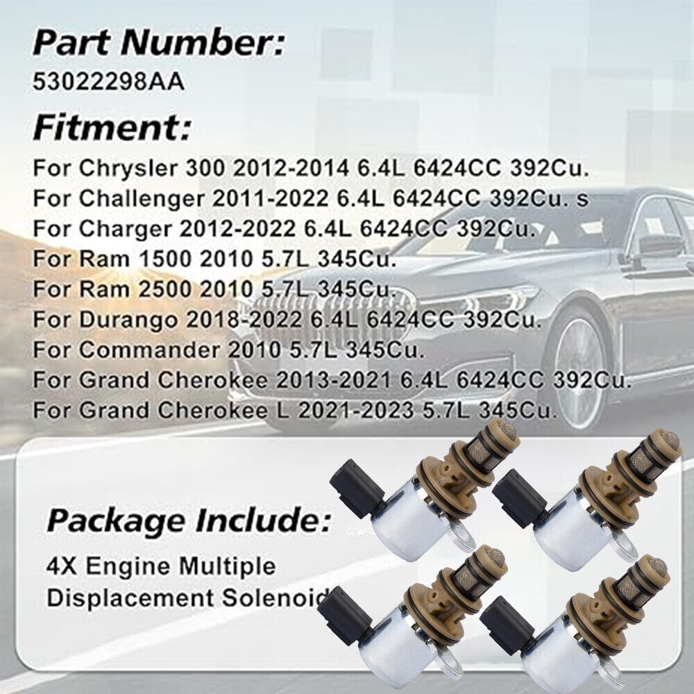 4x Multiple Displacement Solenoids For Dodge Ram 1500 Jeep Chrysler 5.7L 6.4L V8