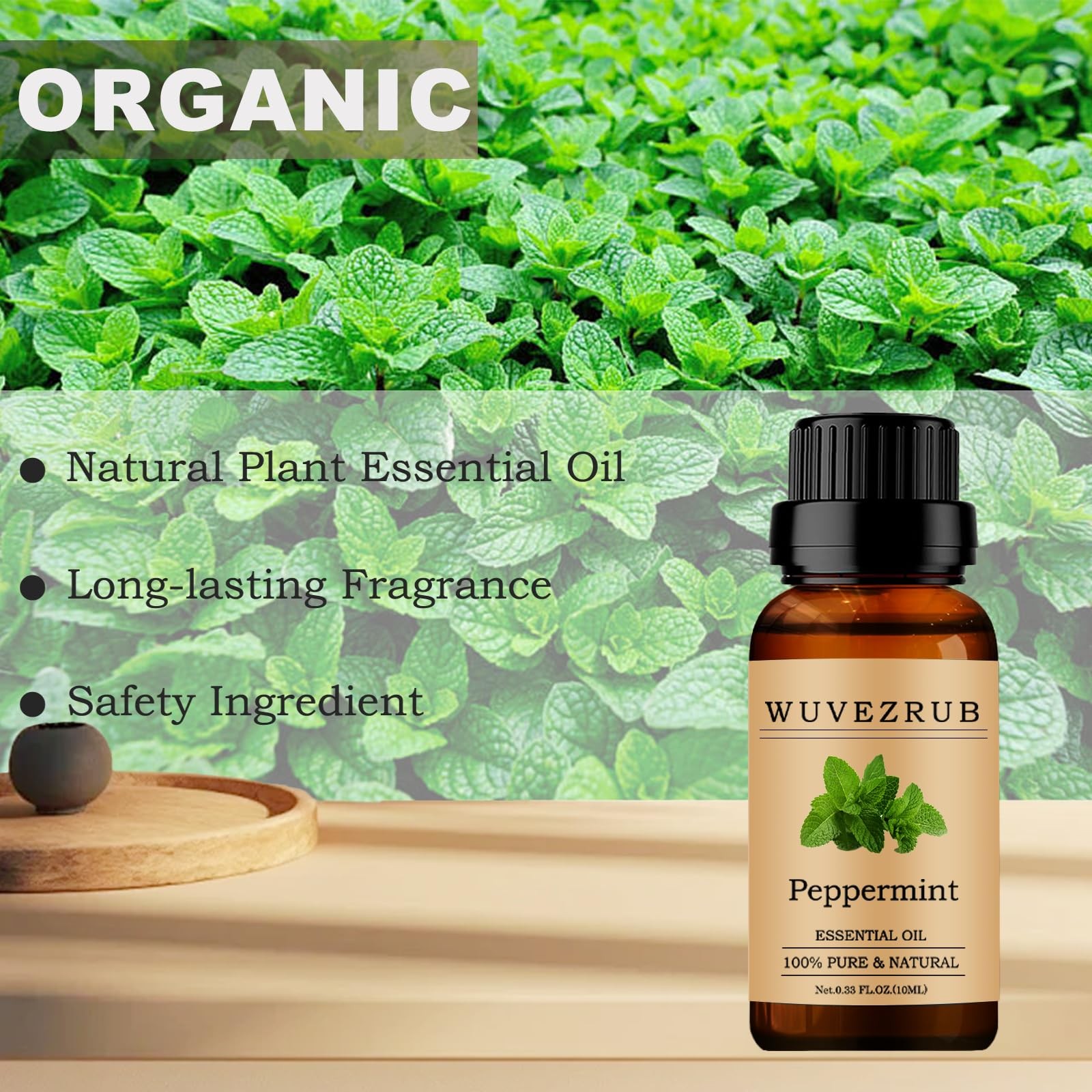Wuvezrub Peppermint Essential Oils 10ML, 0.33 Fl Oz (Pack of 1),