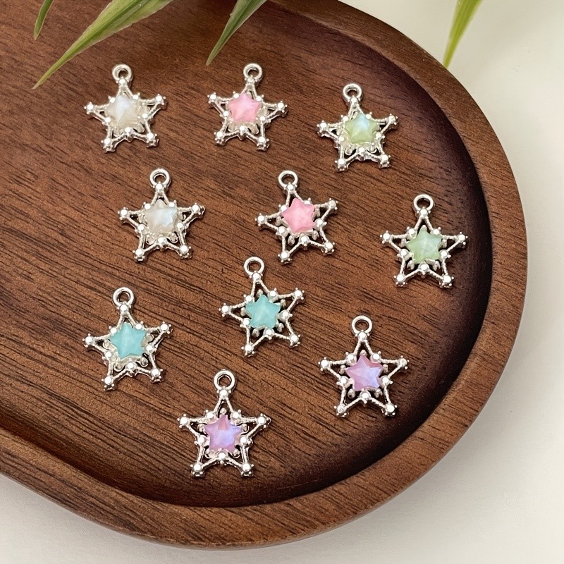 30Pcs Star Alloy Pendants Rhinestone Charms DIY Earring Bracelet Jewelry Making