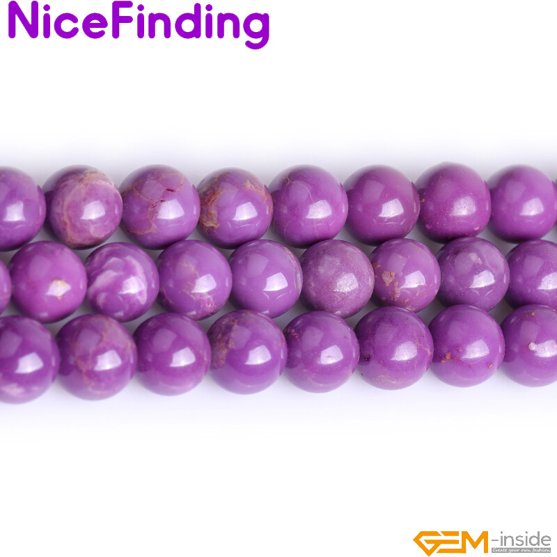 Natural Genuine Purple Phosphosiderite Gemstones Round Loose Beads Strand 15”