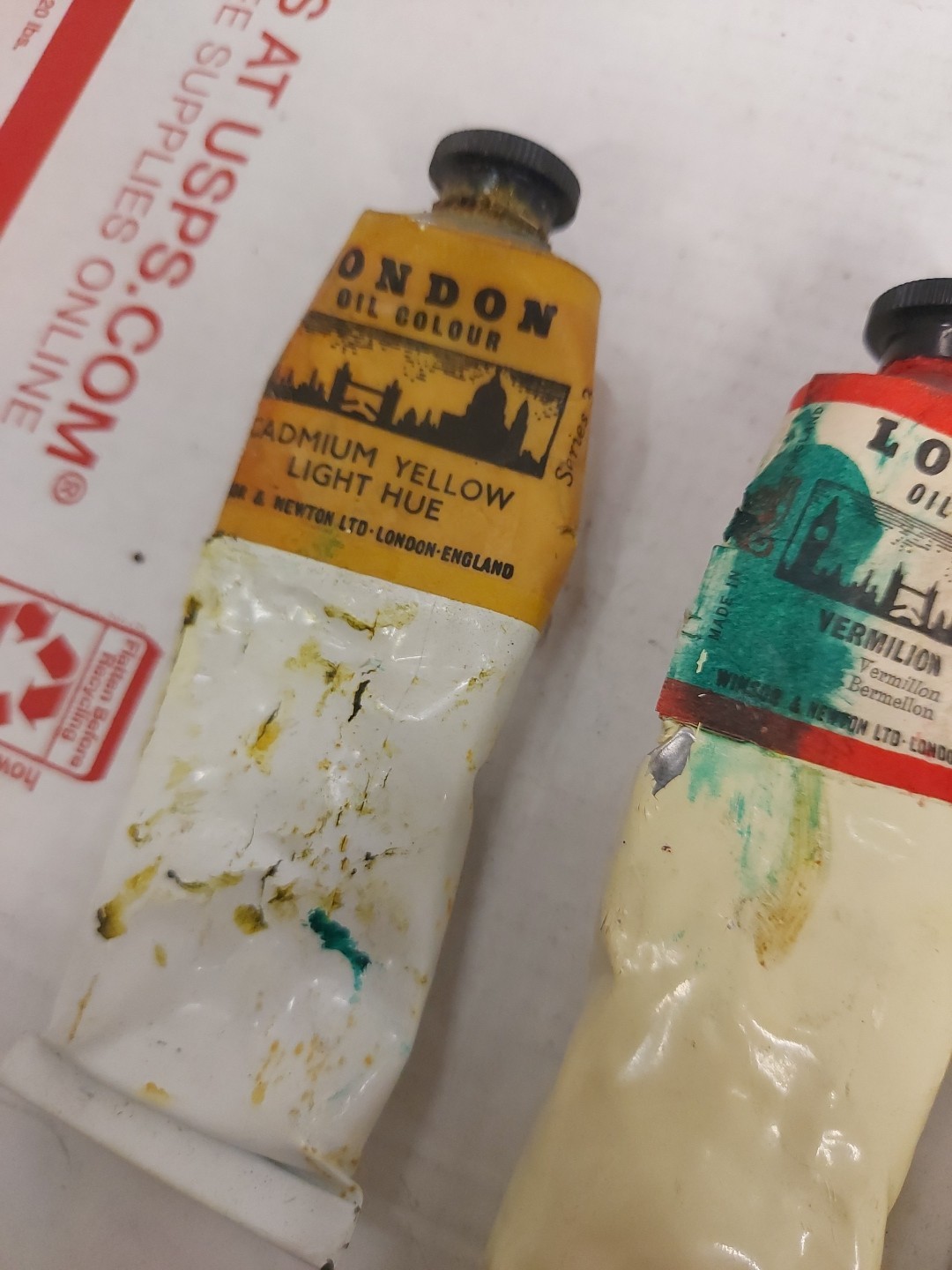 Winsor Newton Oil Paints Tube Vintage Cadmium Orange Yellow Viridian Vermilion