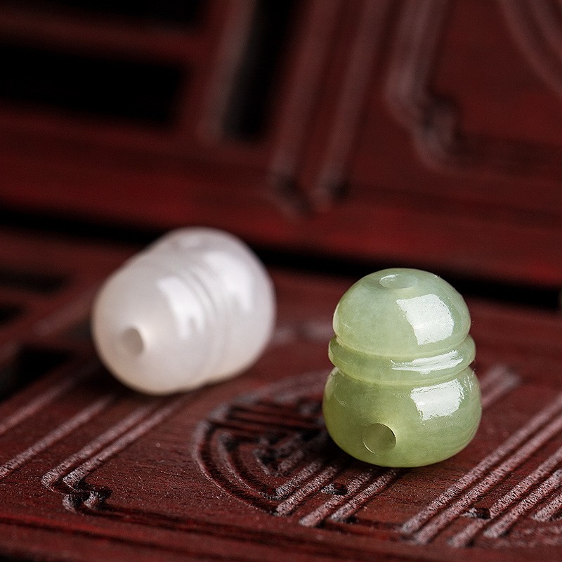 Natural Hetian Jade, Green Jade, White Jade, Three-Way Buddha Head Diy 2pcs