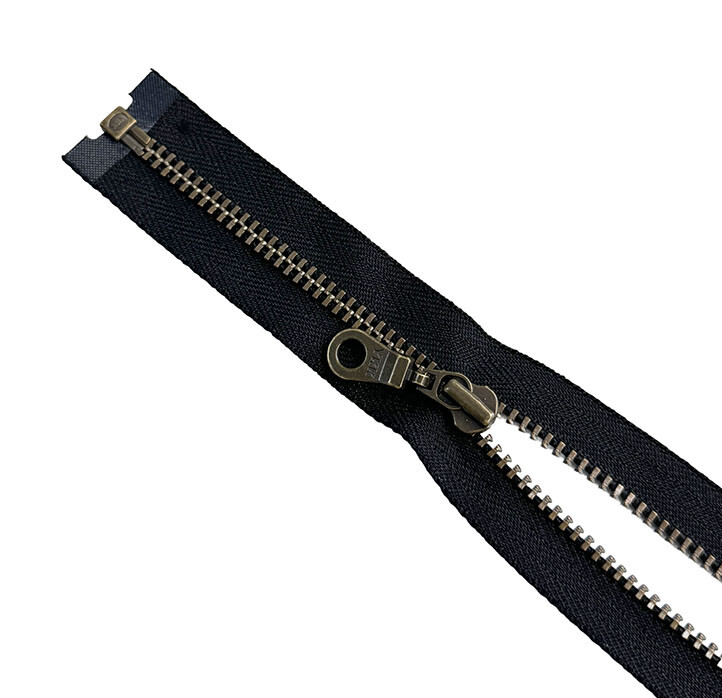 YKK # 3 Antique Brass Metal Jacket Zippers with Donut Pull Separating 7″ -36″