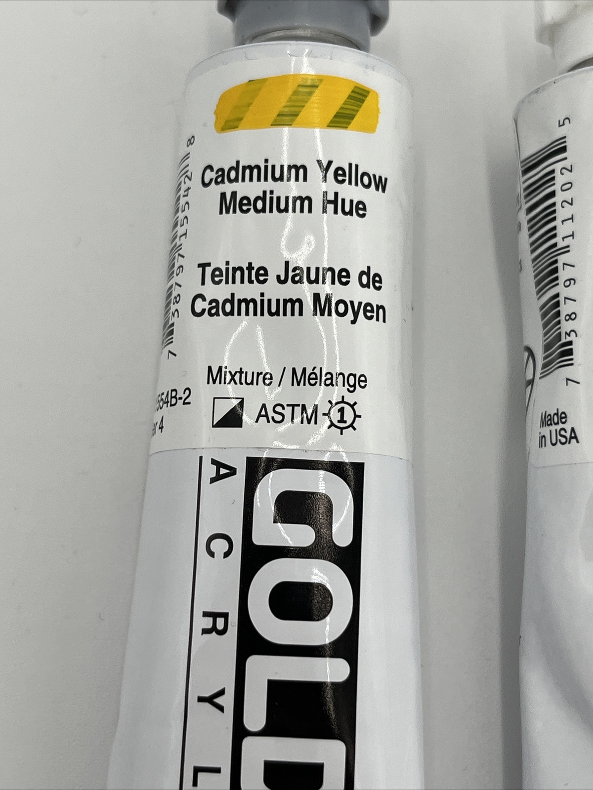 Lot 2-GOLDEN Artist 1 Yellow Medium 1 Yellow Light Ser. 7 Acrylic Paint 2 oz