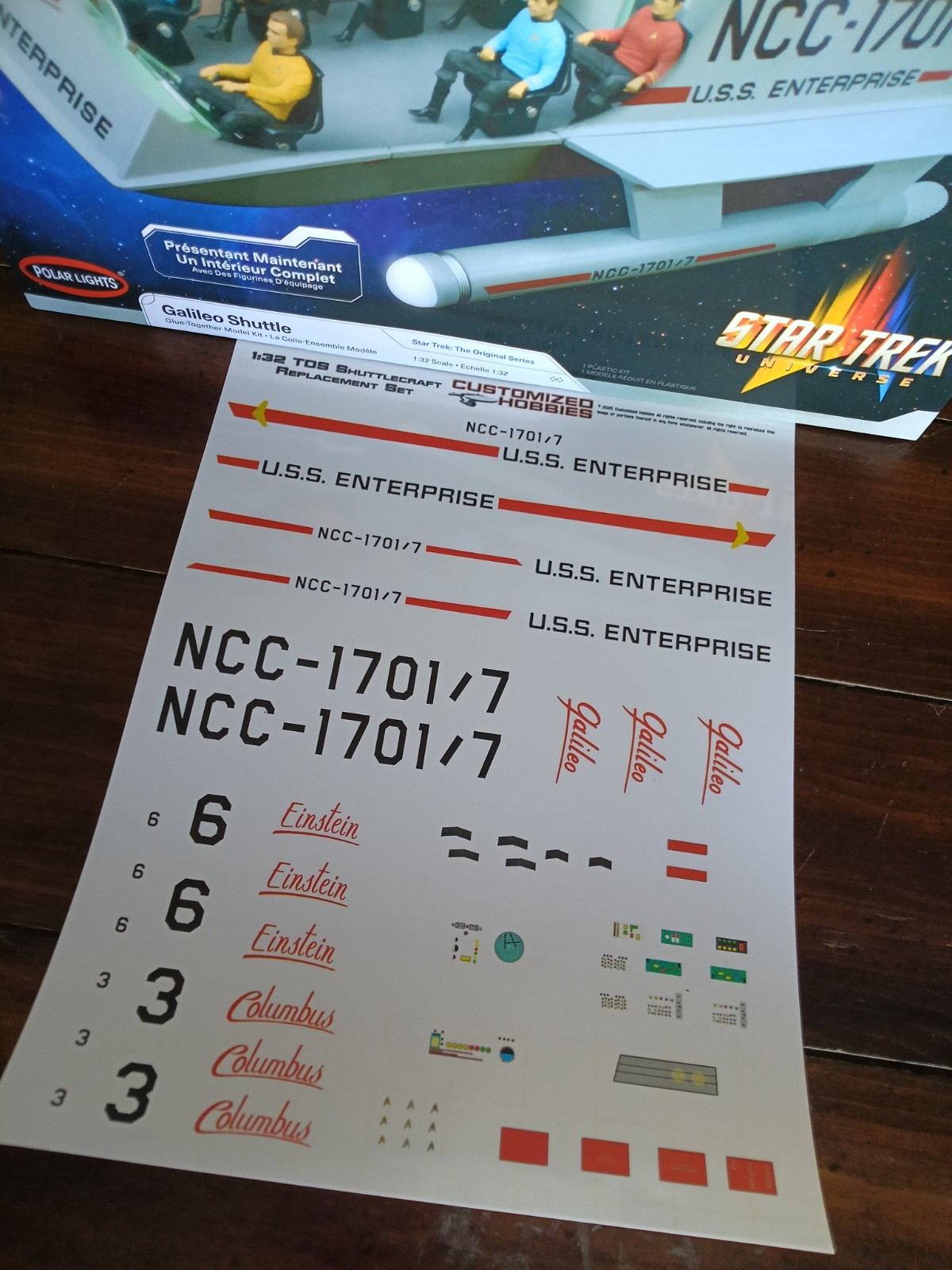 Star Trek TOS Galileo Shuttlecraft 1:32 Customizable Replacement decals