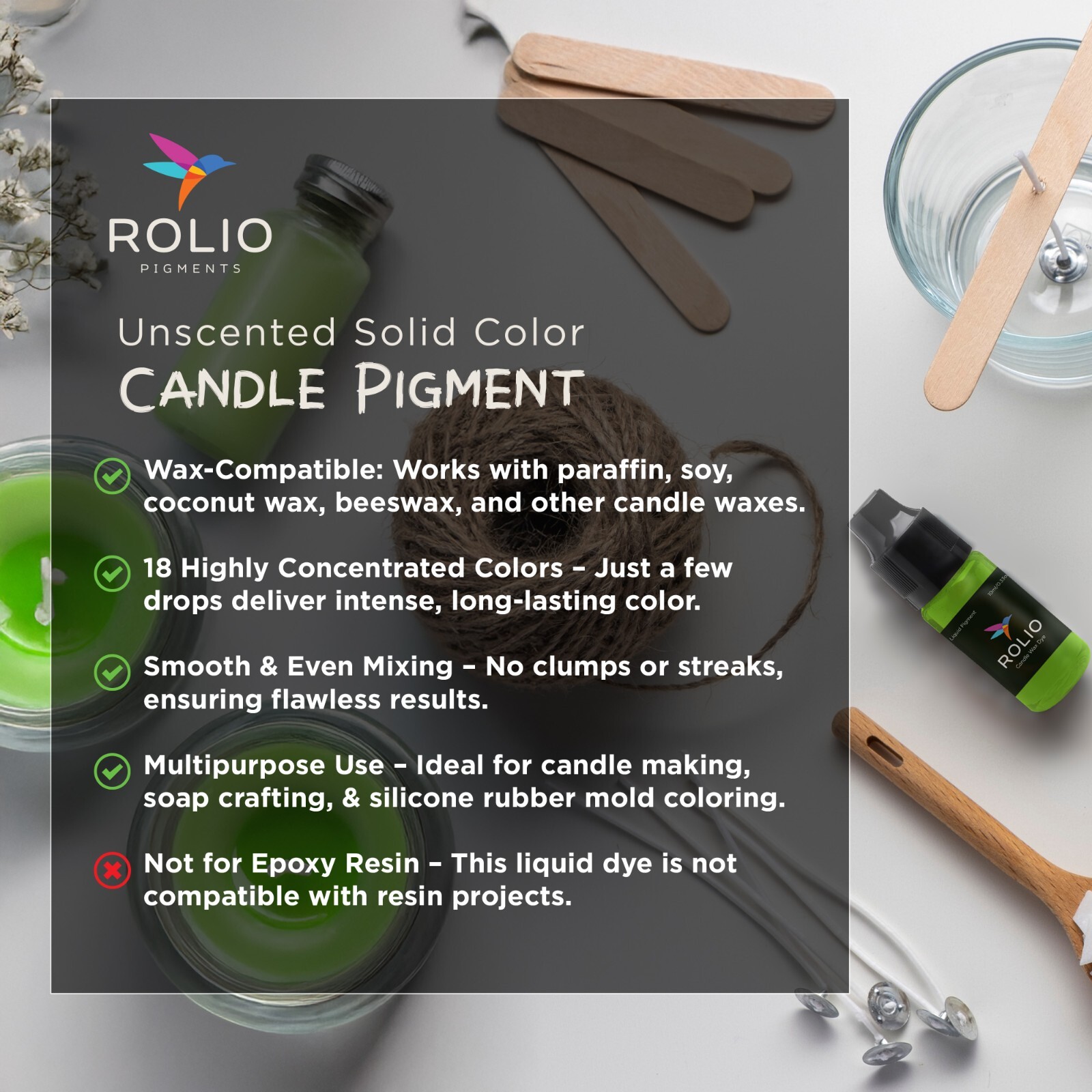 Candle Liquid Pigment Dye – 18 Solid Colors – 0.33 oz/10 ml each